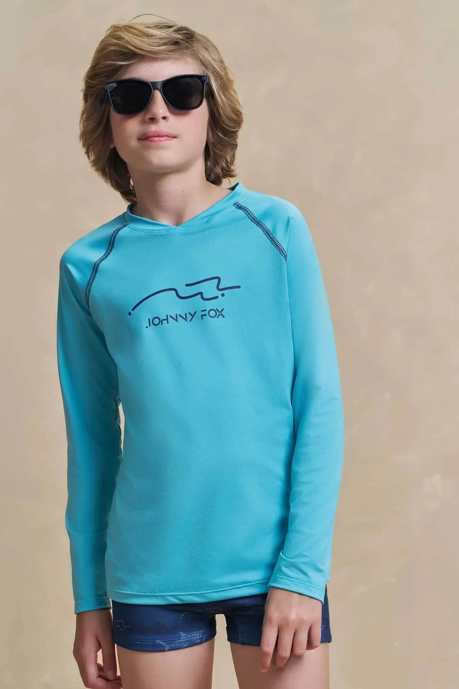 Conjunto de Camiseta e Sunga em Malha Uv Dry com Proteção UV50+ 97328 Johnny Fox Teen Menino