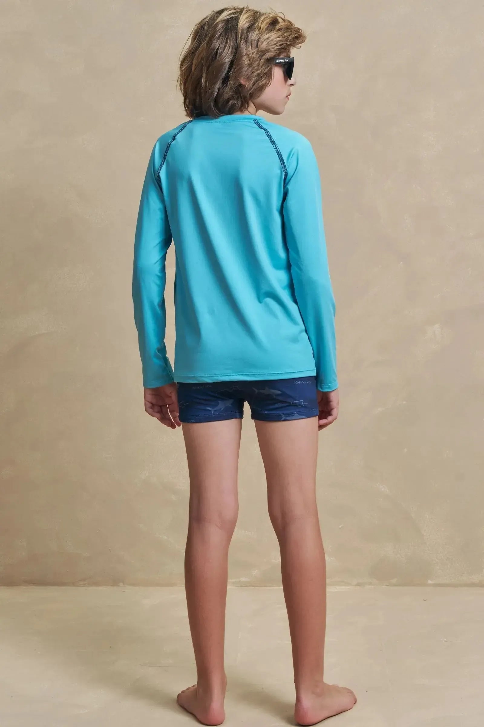 Conjunto de Camiseta e Sunga em Malha Uv Dry com Proteção UV50+ 97328 Johnny Fox Teen Menino