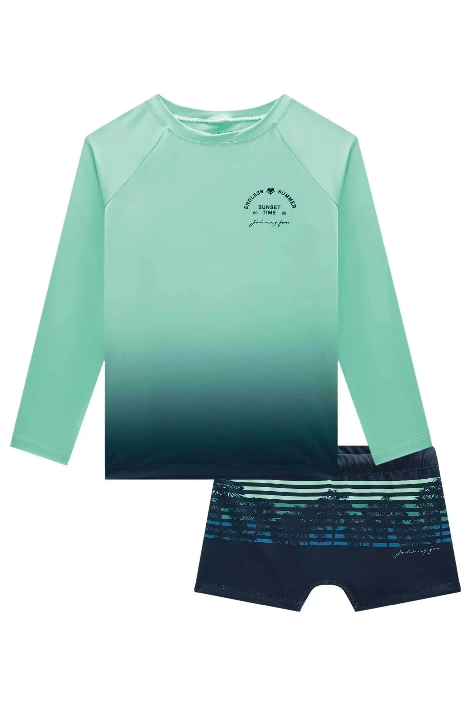 Conjunto de Camiseta e Sunga em Malha Uv Dry com Proteção UV50+ 97331 Johnny Fox Teen Menino