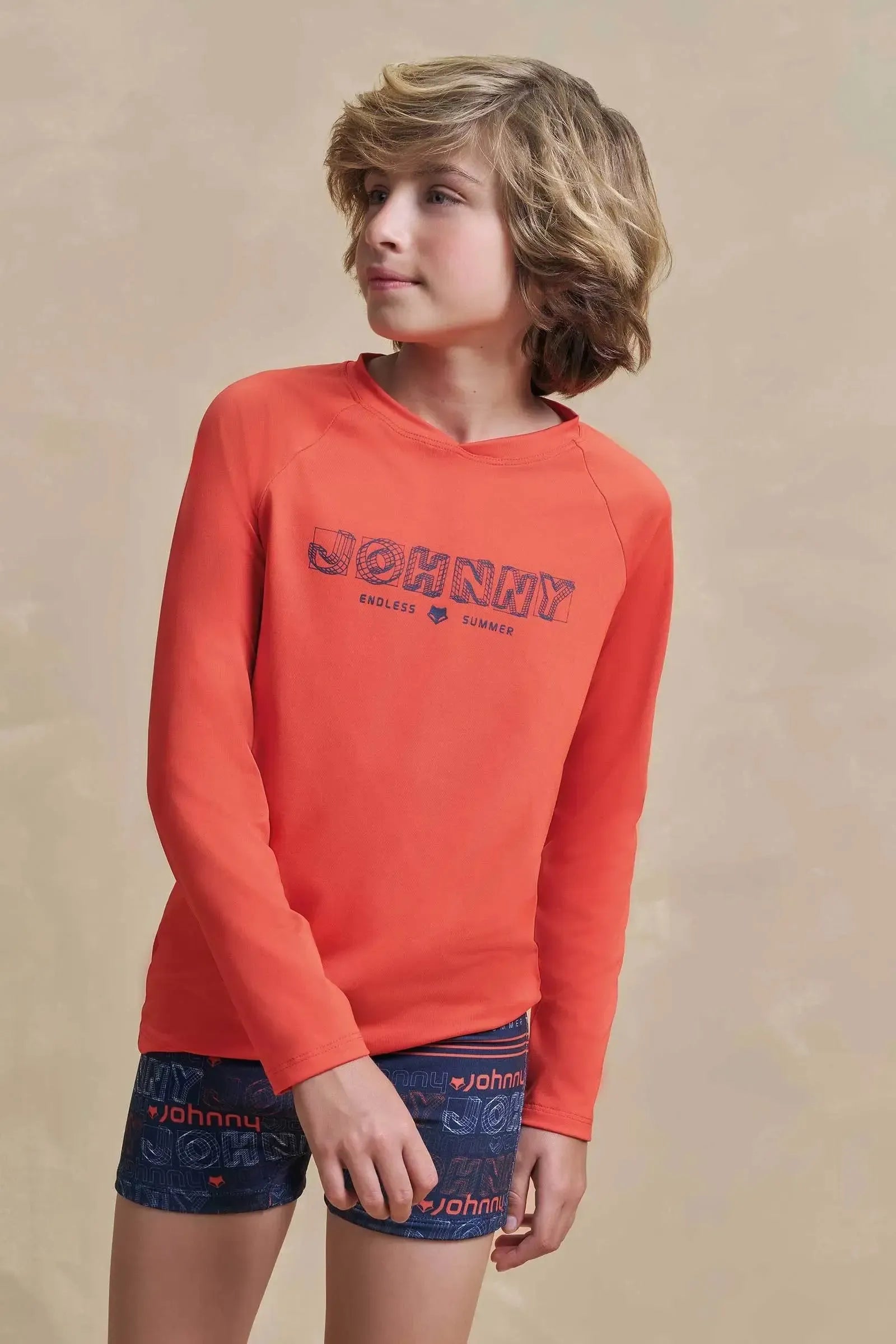 Conjunto de Camiseta e Sunga em Malha Uv Dry com Proteção UV50+ 97334 Johnny Fox Teen Menino