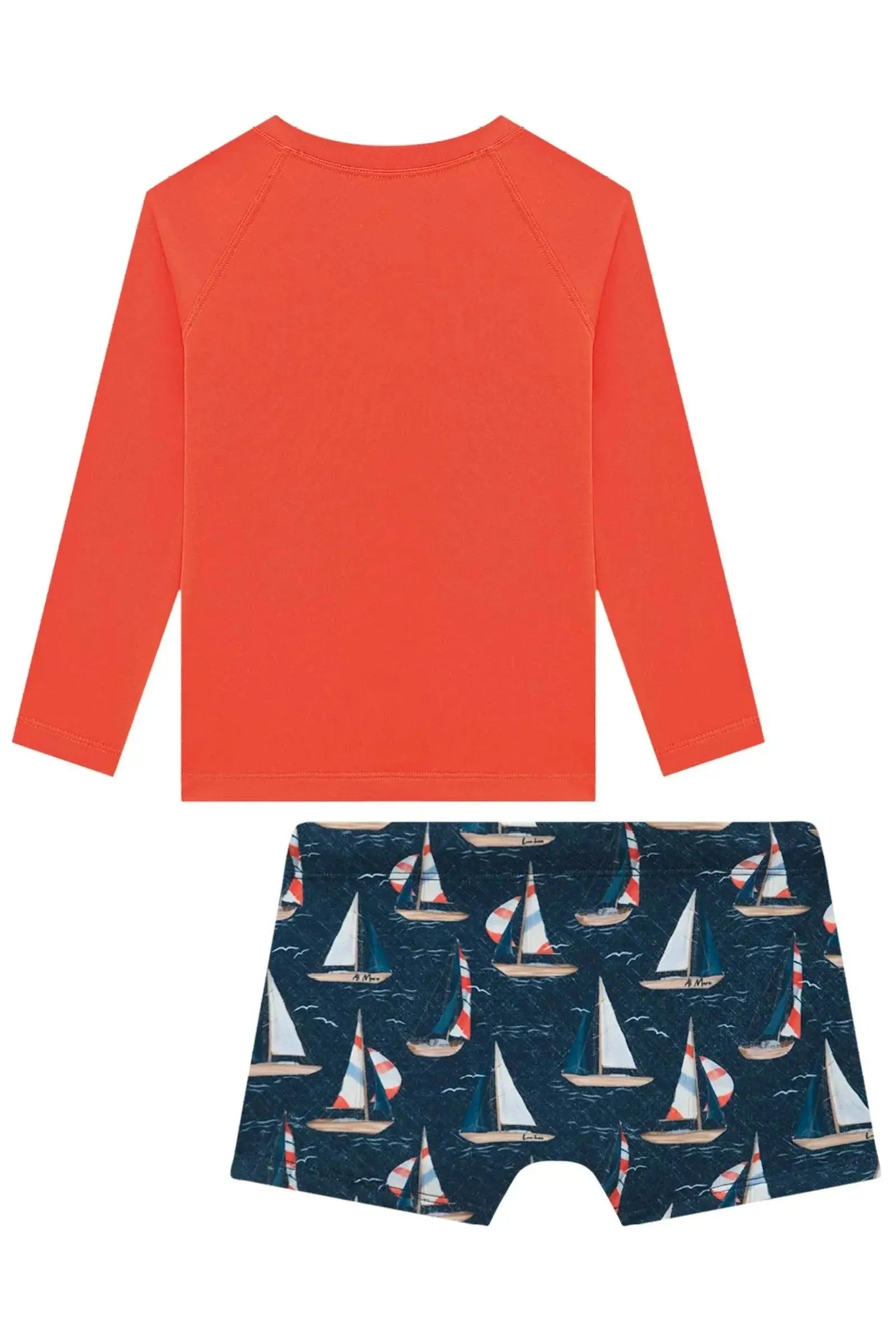 Conjunto de Camiseta e Sunga em Malha UV Dry com Proteção UV50+ 97599 LucBoo Infantil Menino