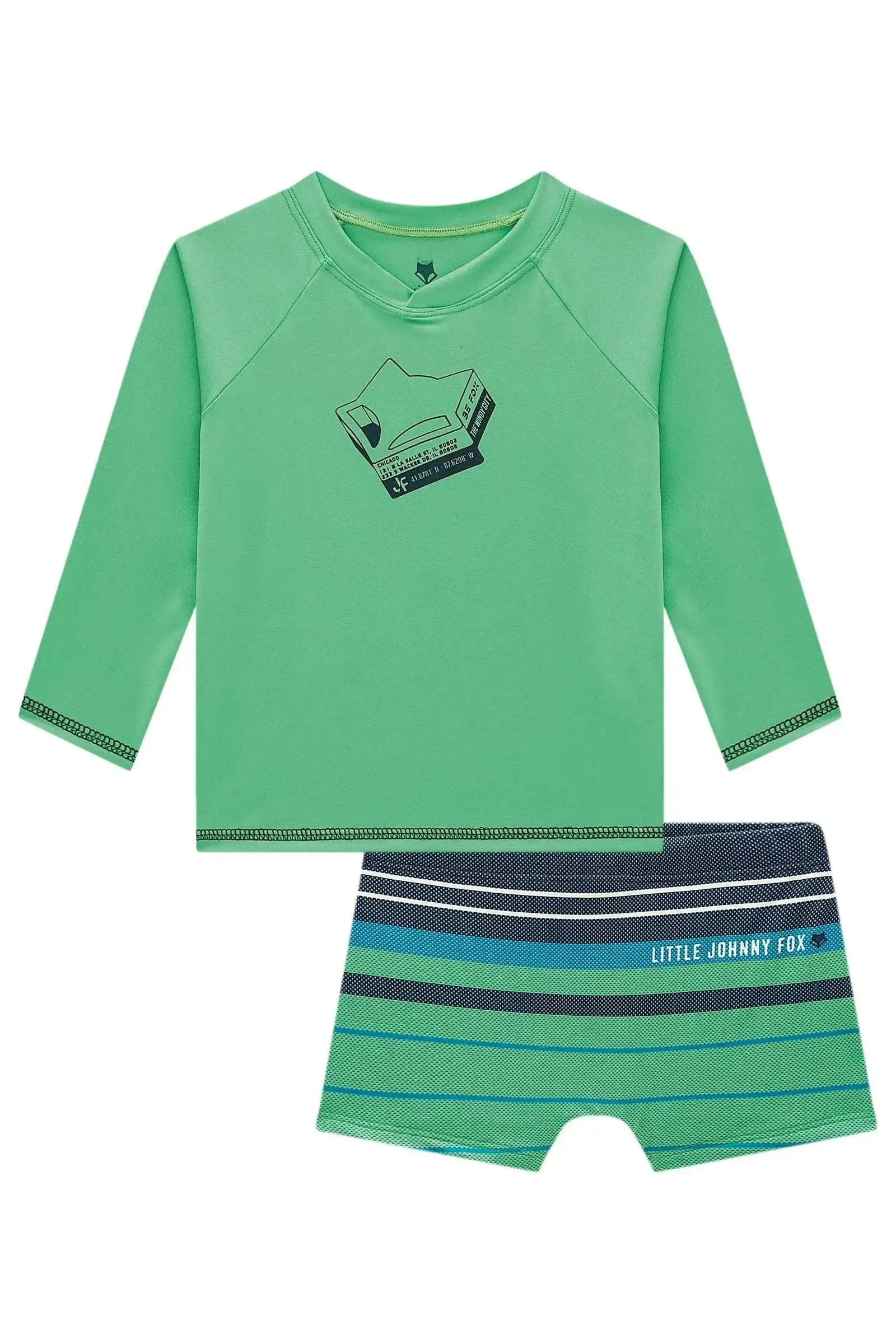 Conjunto de Camiseta e Sunga em Malha Uv Dry com Proteção UV50+ 99554 Johnny Fox Teen Menino