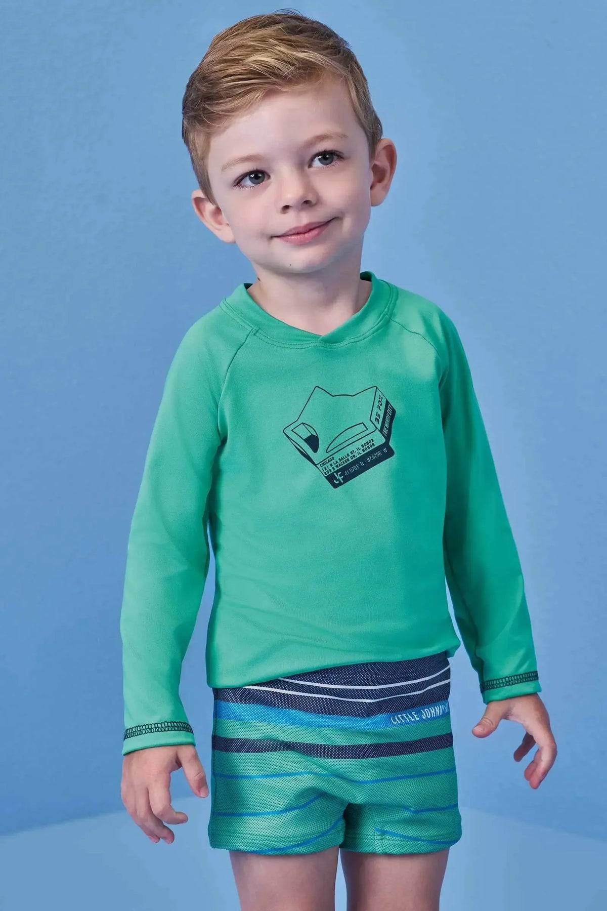 Conjunto de Camiseta e Sunga em Malha Uv Dry com Proteção UV50+ 99554 Johnny Fox Teen Menino