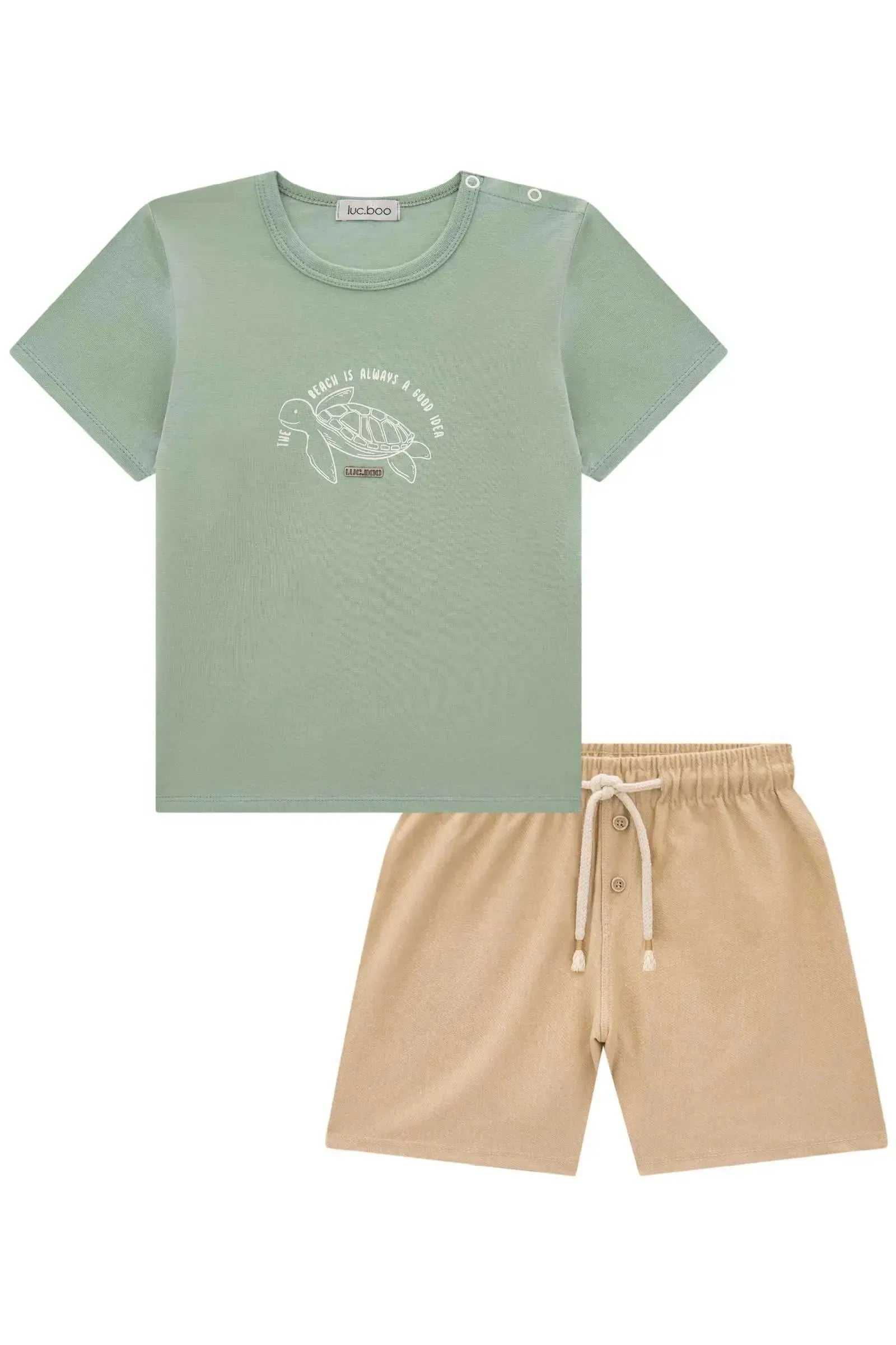 Conjunto de Camiseta em Cotton e Bermuda em Cotton Jeans com Elastano 84254 LucBoo Infantil Menino