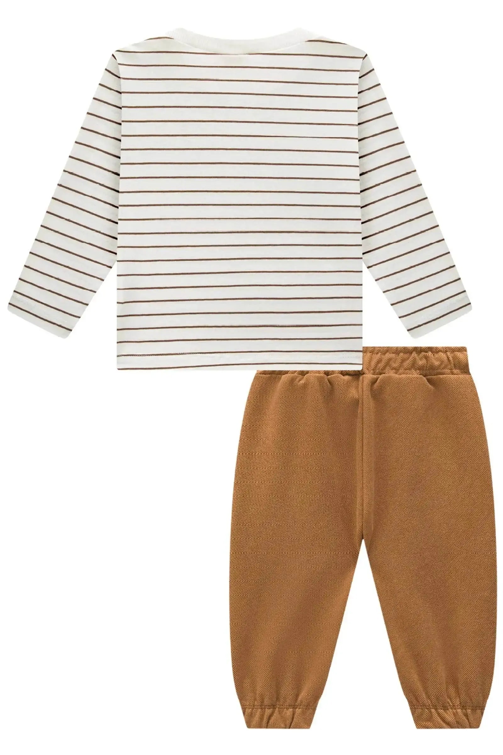 Conjunto de Camiseta em Cotton e Calça em Tecido Twill com Elastano 90209 LucBoo Bebê Menino