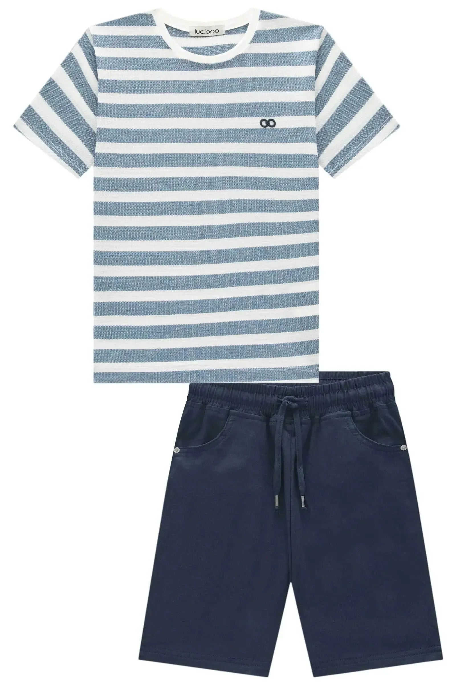 Conjunto de Camiseta em Malha Brizza e Bermuda em Sarja Girassol com Elastano 96002 LucBoo Infantil Menino