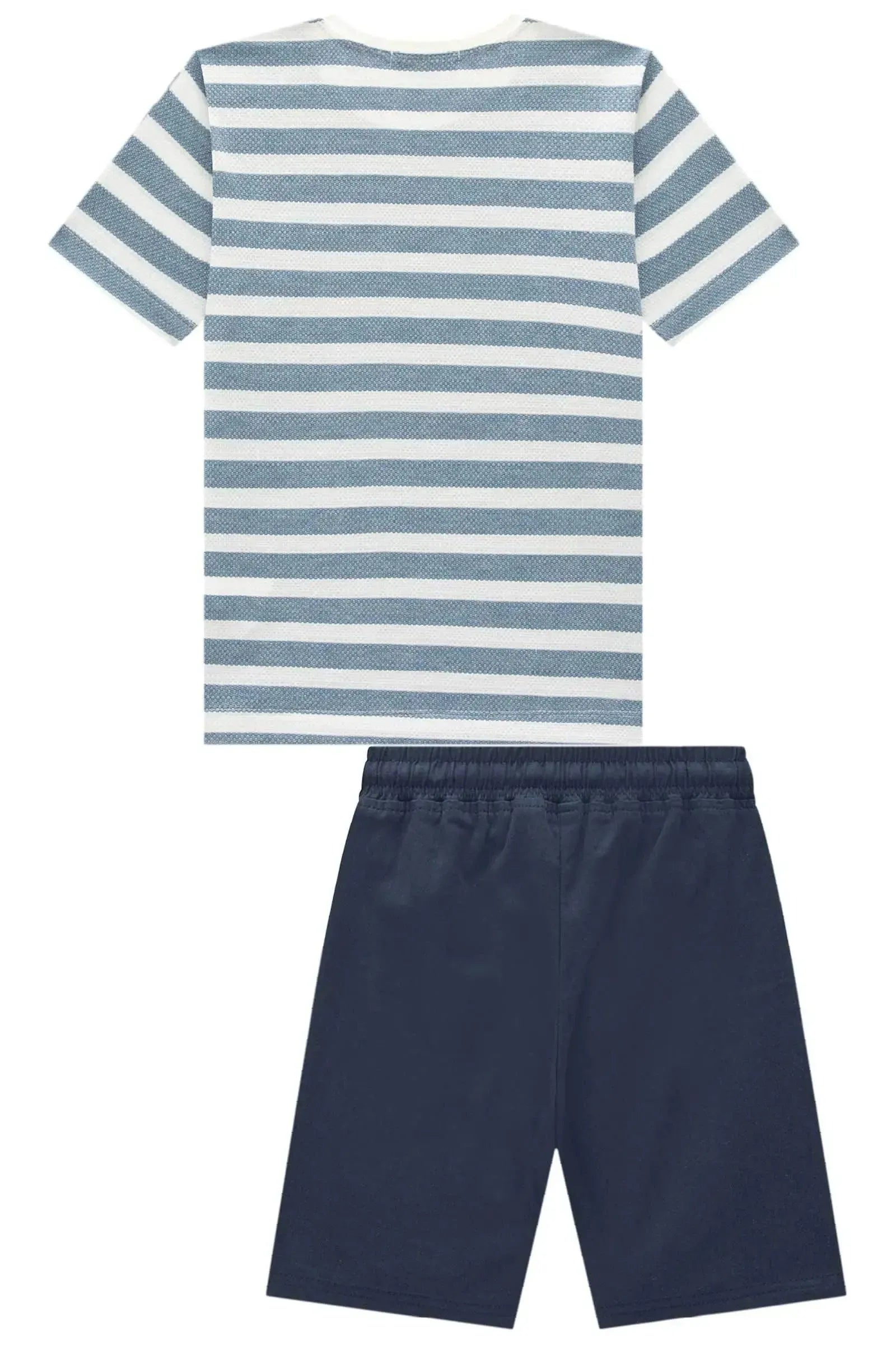 Conjunto de Camiseta em Malha Brizza e Bermuda em Sarja Girassol com Elastano 96002 LucBoo Infantil Menino