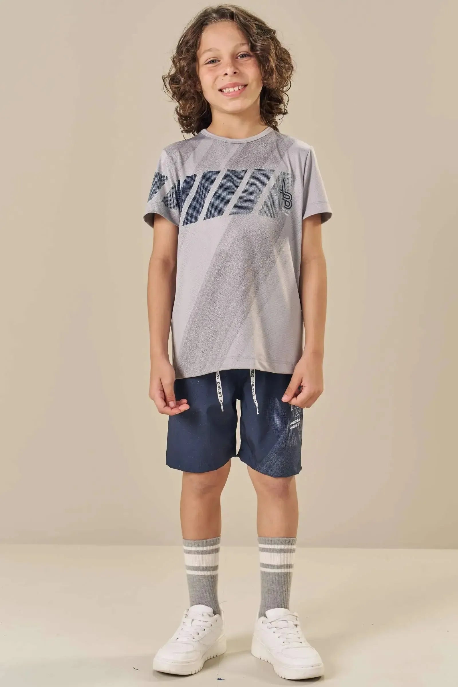 Conjunto de Camiseta em Malha Dry Yuki e Bermuda em Nylon Ergonomic com Elastano 84206 LucBoo Infantil Menino