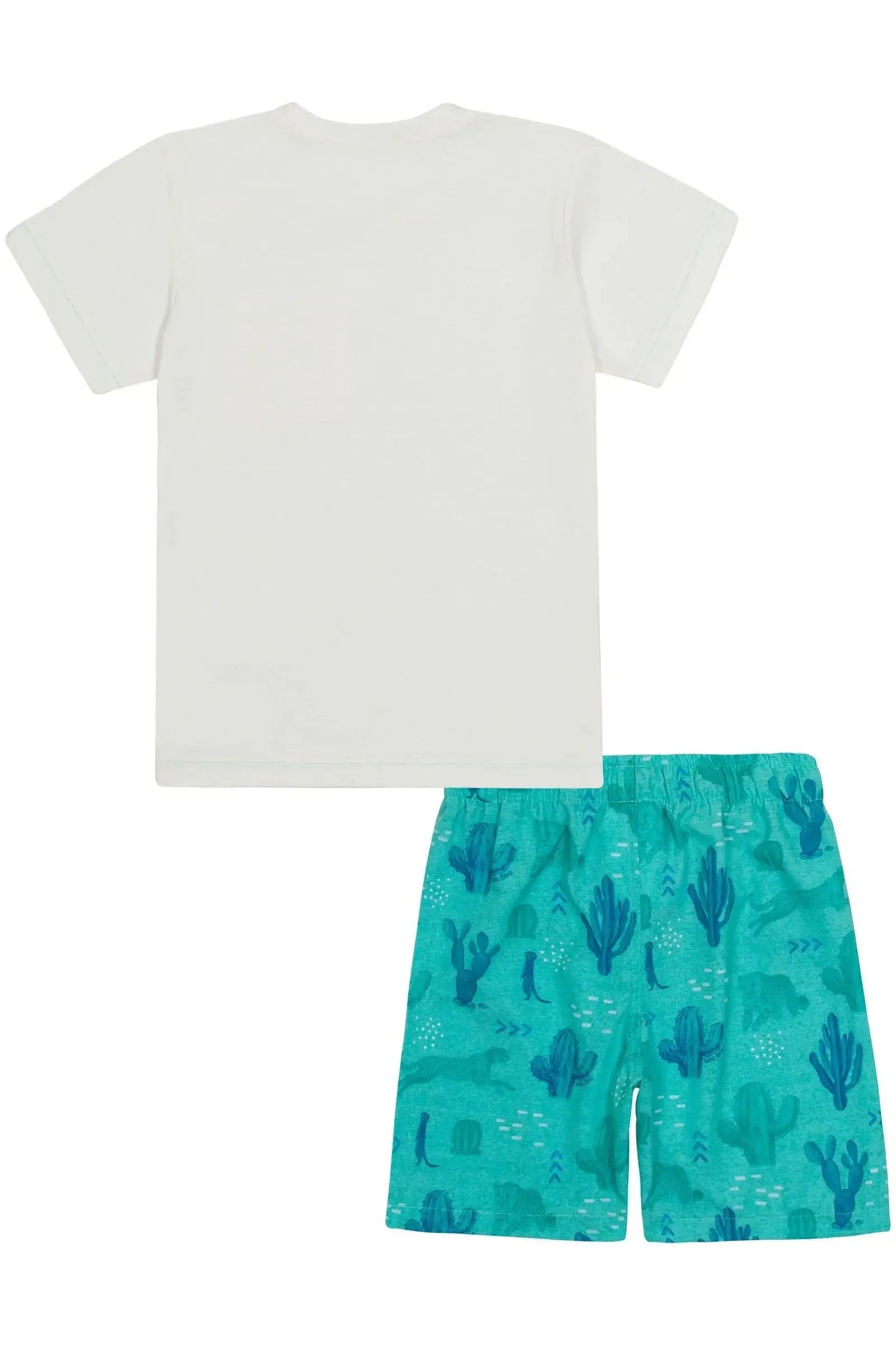 Conjunto de Camiseta em Malha Flamê e Bermuda em Nylon Ergonomic com Elastano 86555 LucBoo Infantil Menino