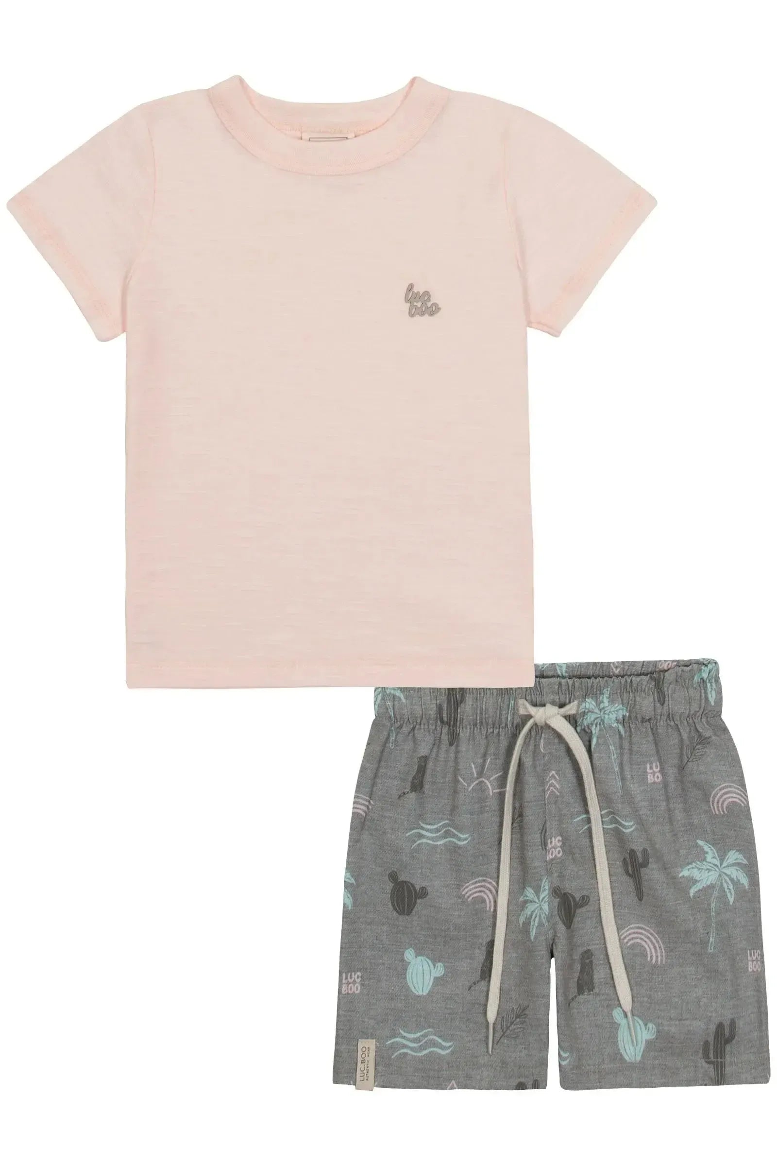 Conjunto de Camiseta em Malha Flamê e Bermuda em Nylon Ergonomic com Elastano 86613 LucBoo Bebê Menino