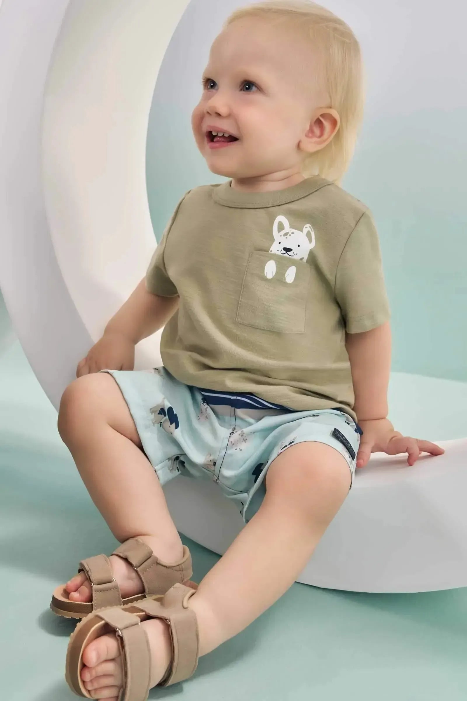 Conjunto de Camiseta em Malha Flamê e Bermuda em Nylon Ergonomic com Elastano 88861 LucBoo Bebê Menino