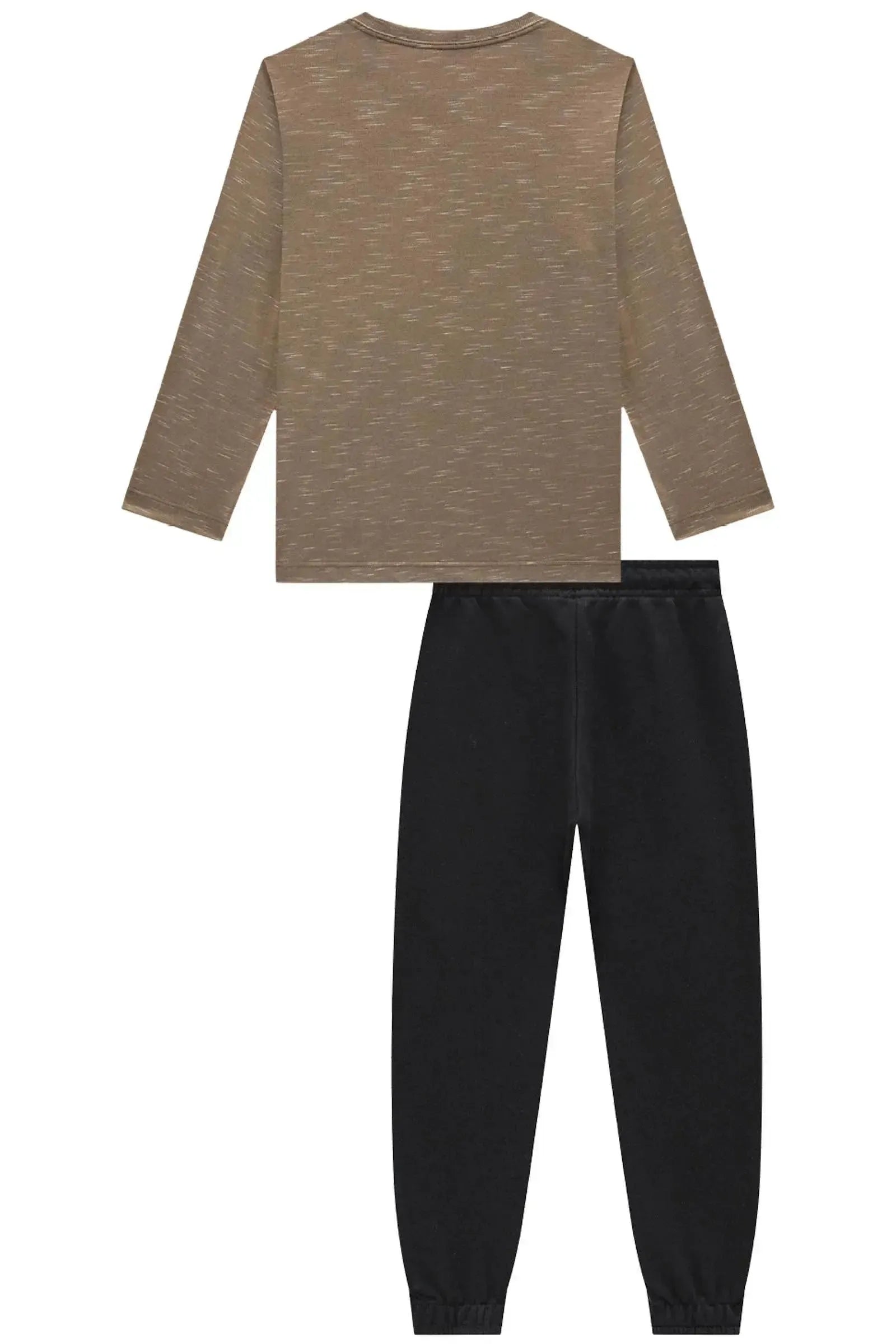 Conjunto de Camiseta em Malha Jet e Calça Jogger em Moletom sem Pelúcia 89799 LucBoo Infantil Menino