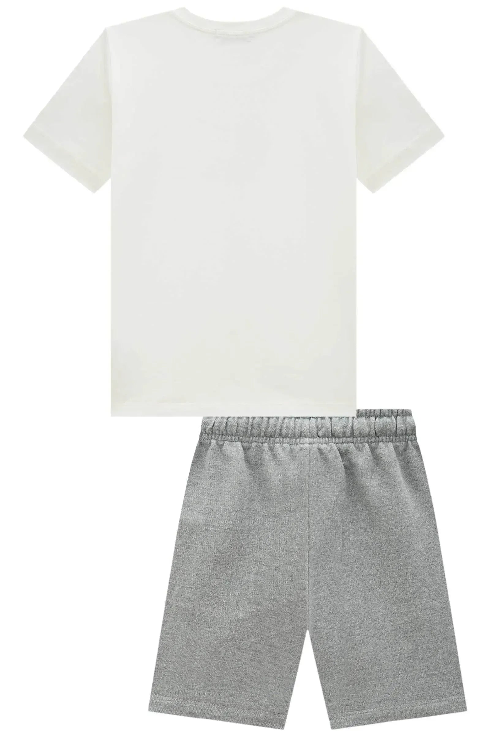 Conjunto de Camiseta em Malha Meia e Bermuda em Moletom sem Pelúcia 97167 LucBoo Infantil Menino