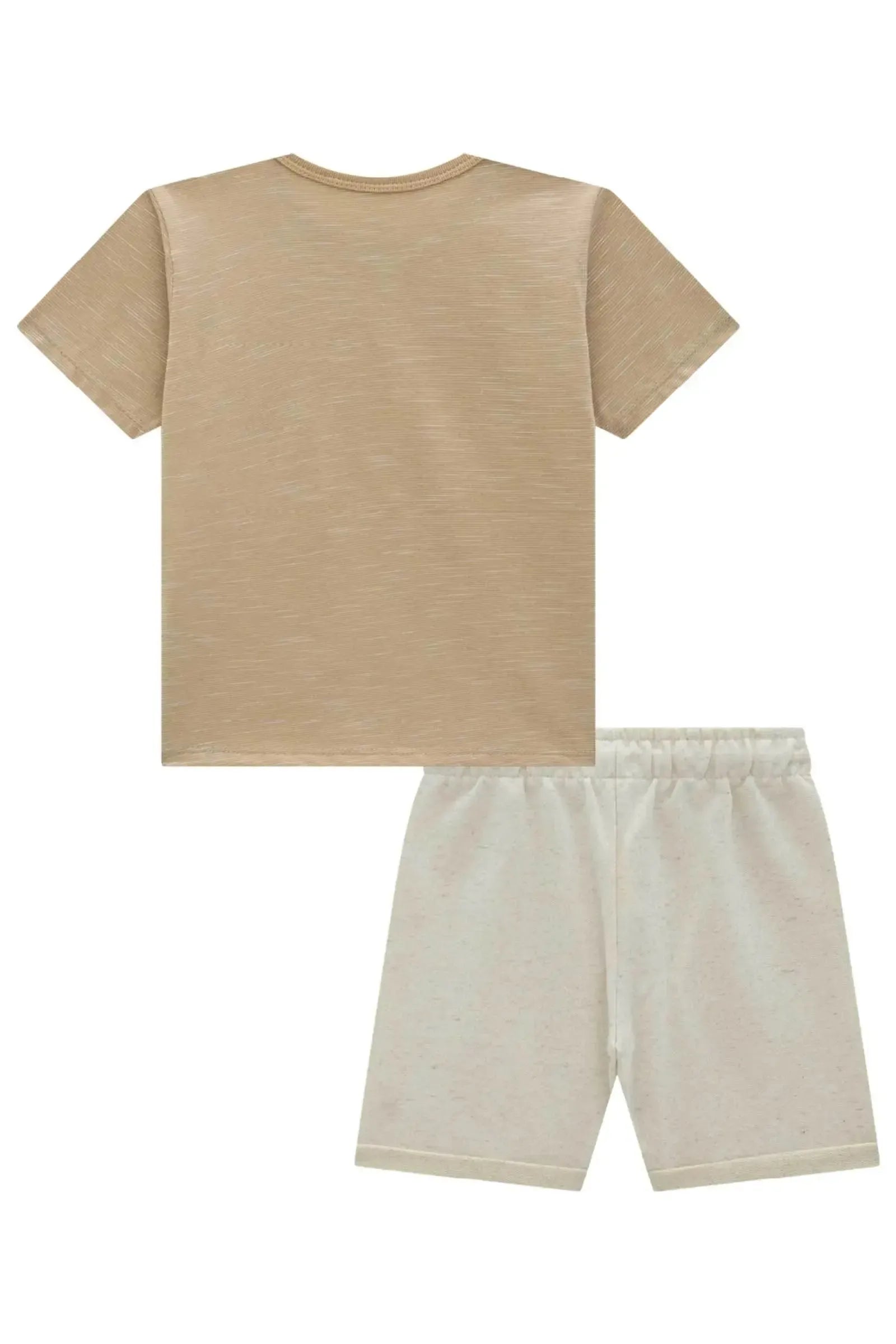 Conjunto de Camiseta em Malha Mesclada e Bermuda em Moletom Linho sem Pelúcia 95167 Johnny Fox Teen Menino