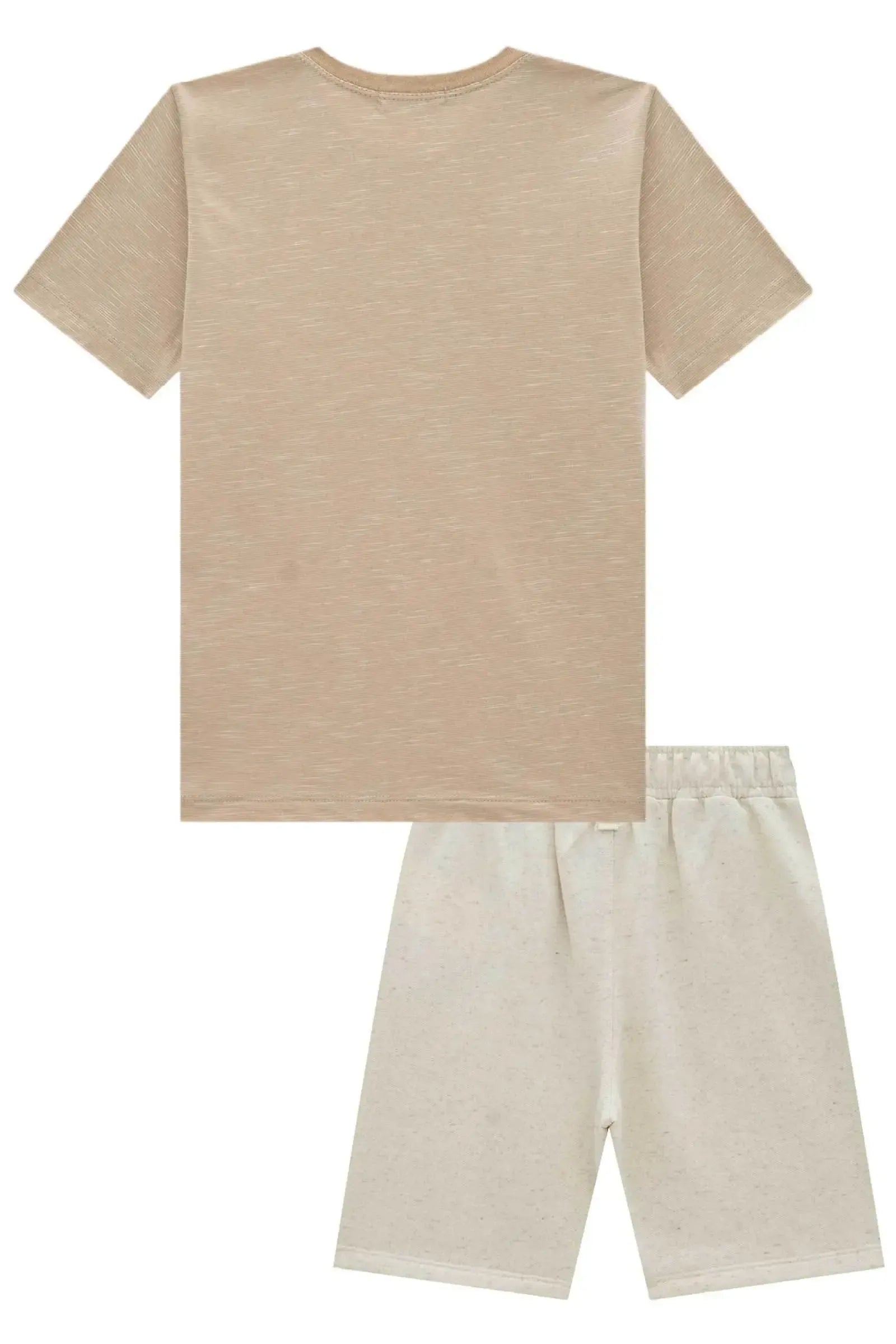 Conjunto de Camiseta em Malha Mesclada e Bermuda em Moletom Linho sem Pelúcia 97097 LucBoo Infantil Menino