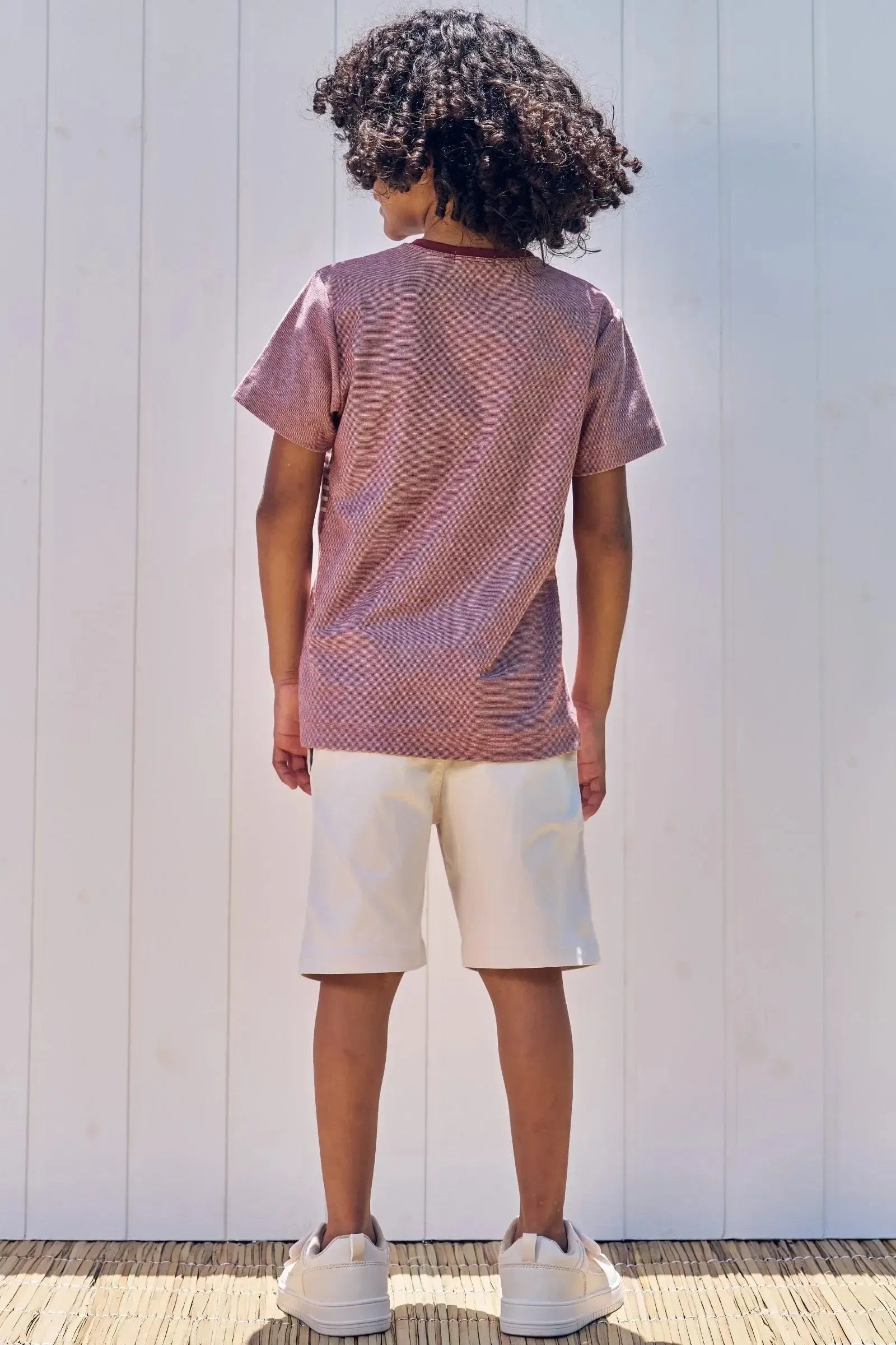 Conjunto de Camiseta em Malha Mesclada e Bermuda em Sarja Caribe com Elastano 84815 LucBoo Infantil Menino