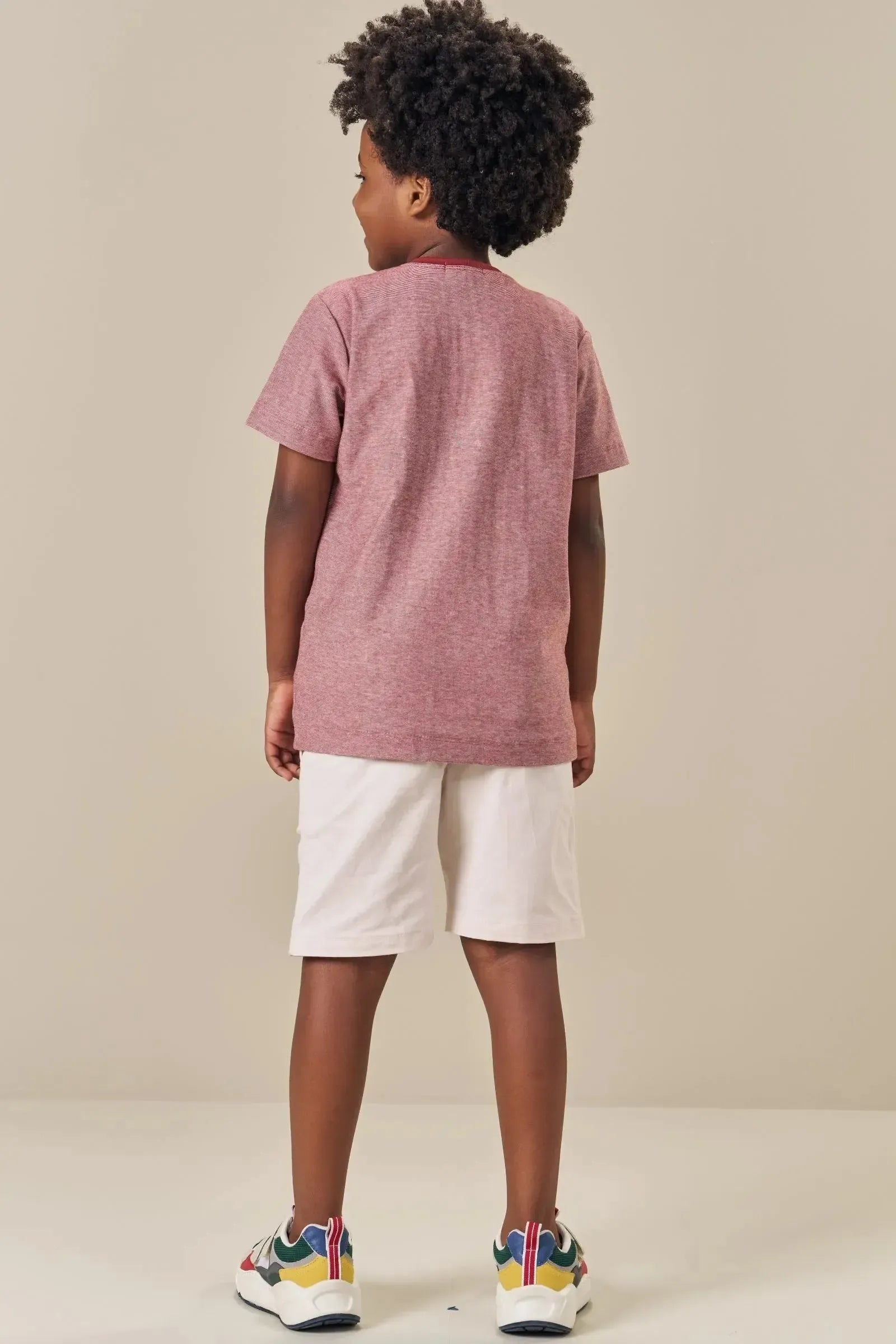 Conjunto de Camiseta em Malha Mesclada e Bermuda em Sarja Caribe com Elastano 84815 LucBoo Infantil Menino