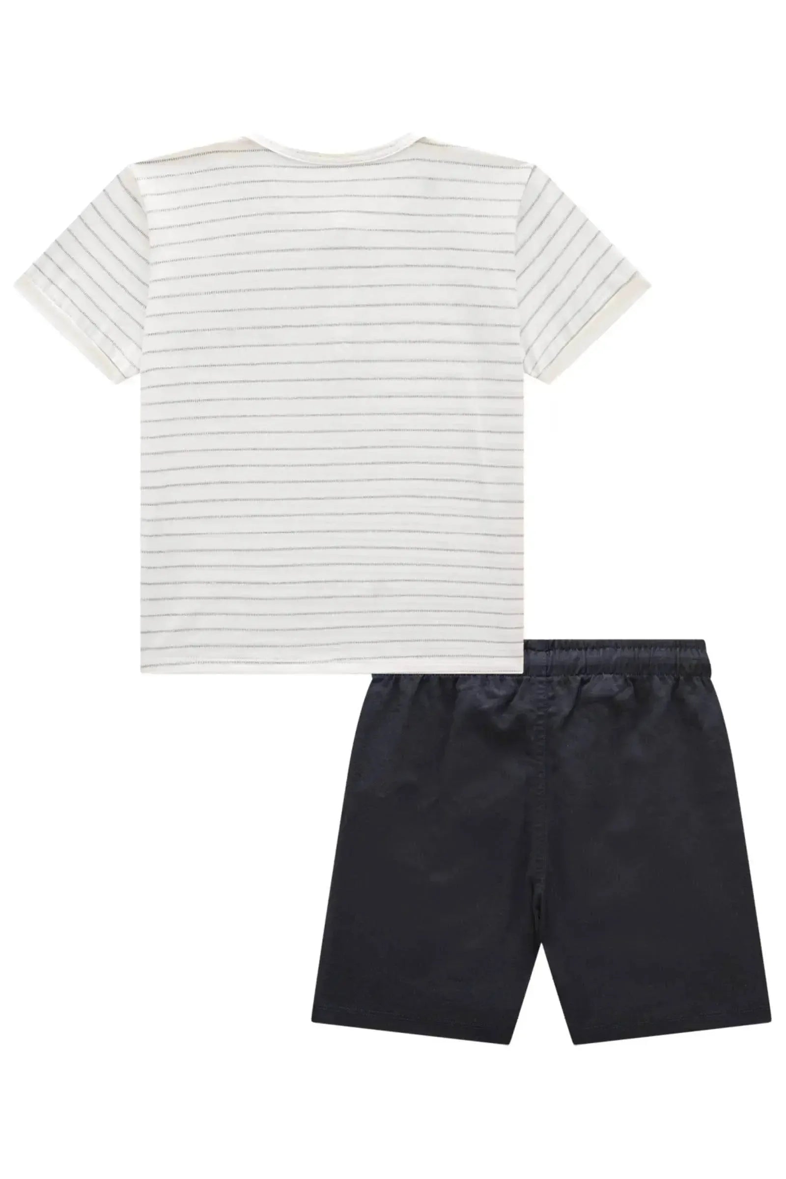 Conjunto de Camiseta em Malha Pontilhada e Bermuda em Linho Santorine com Elastano 95766 Johnny Fox Teen Menino