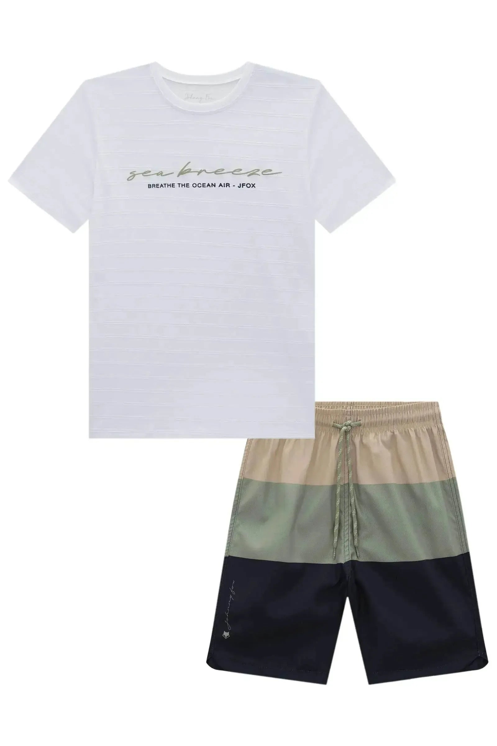 Conjunto de Camiseta em Malha Relevo e Bermuda em Nylon Ergonomic com Elastano 96710 Johnny Fox Teen Menino