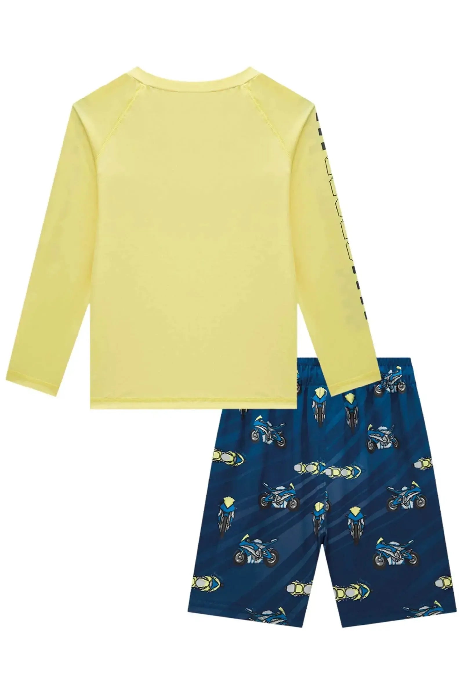 Conjunto de Camiseta em Malha UV Dry com Proteção UV 50 e Bermuda Boxer em Nylon Ergonomic 85145 LucBoo Infantil Menino