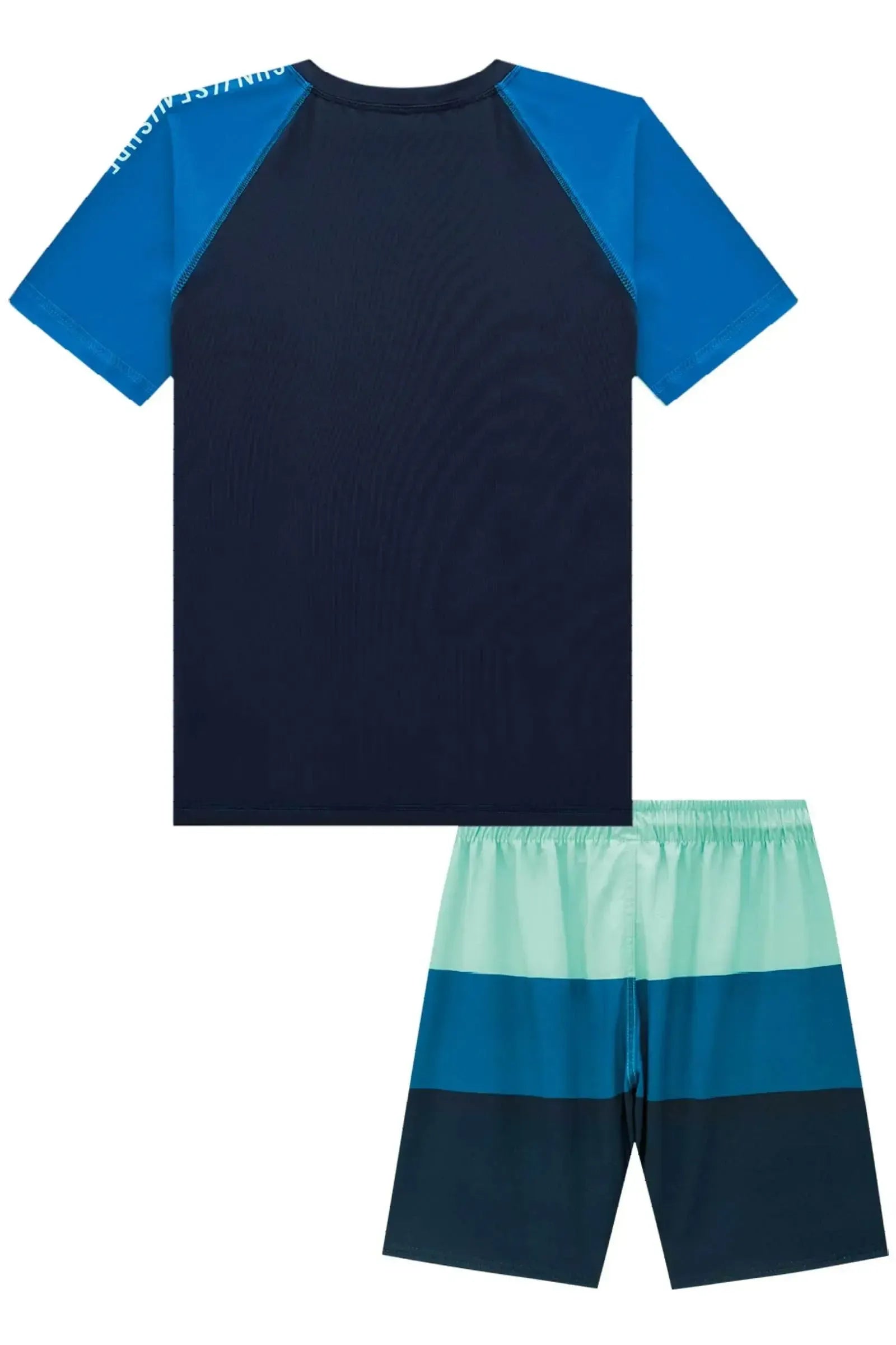 Conjunto de Camiseta em Malha UV Dry com Proteção UV 50+ e Bermuda em Nylon com Elastano 87982 LucBoo Infantil Menino