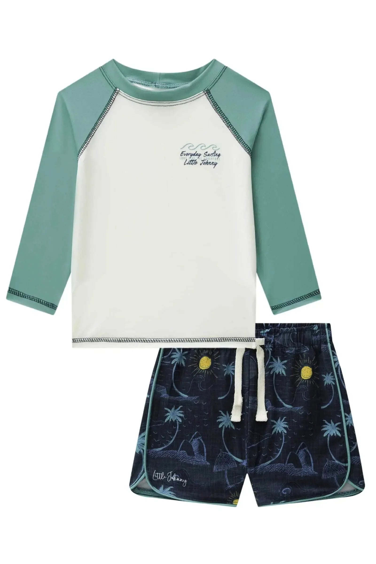 Conjunto de Camiseta em Malha Uv Dry com Proteção UV50+ e Bermuda em Nylon com Elastano 88290 Johnny Fox Bebê Menino