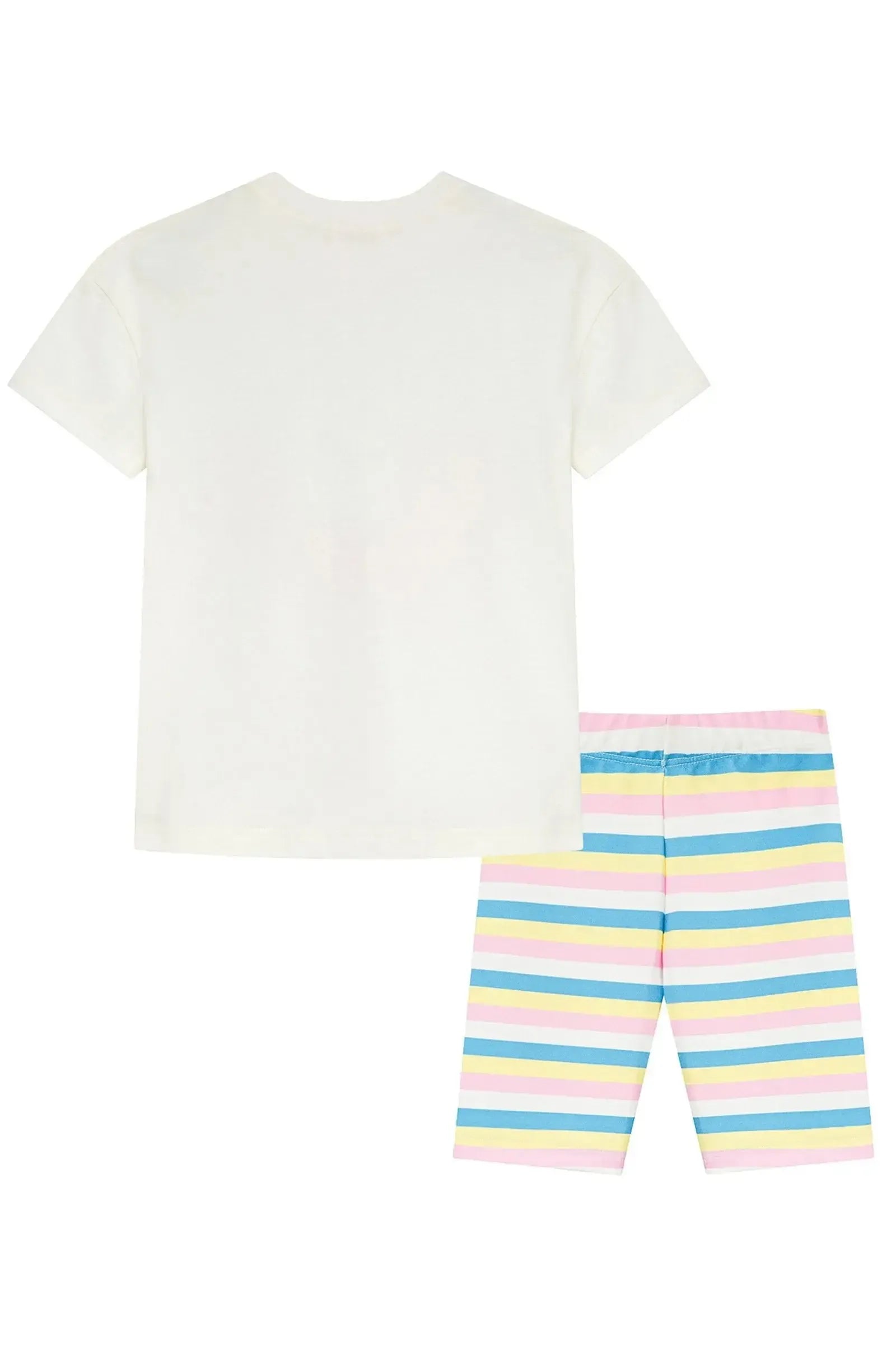 Conjunto de Camiseta em Meia Malha e Bermuda Biker em Molecotton 96368 Kukiê Infantil Menina