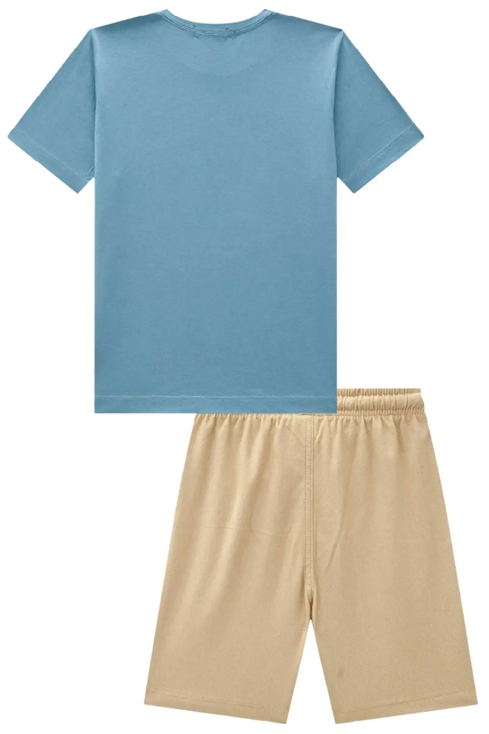 Conjunto de Camiseta em Meia Malha e Bermuda em Cotton Jeans com Elastano 82895 LucBoo Infantil Menino