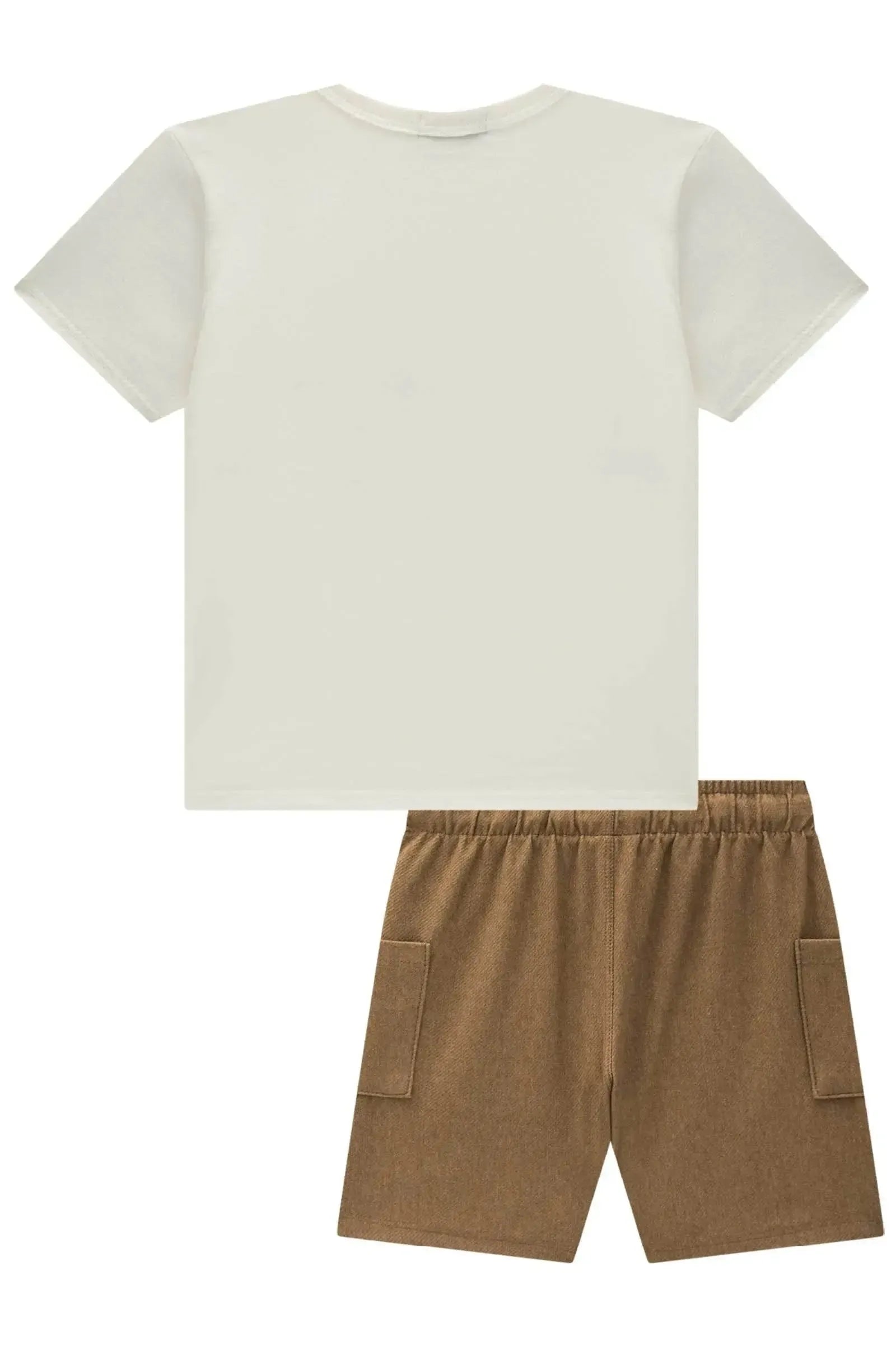 Conjunto de Camiseta em Meia Malha e Bermuda em Cotton Jeans com Elastano 94553 LucBoo Infantil Menino