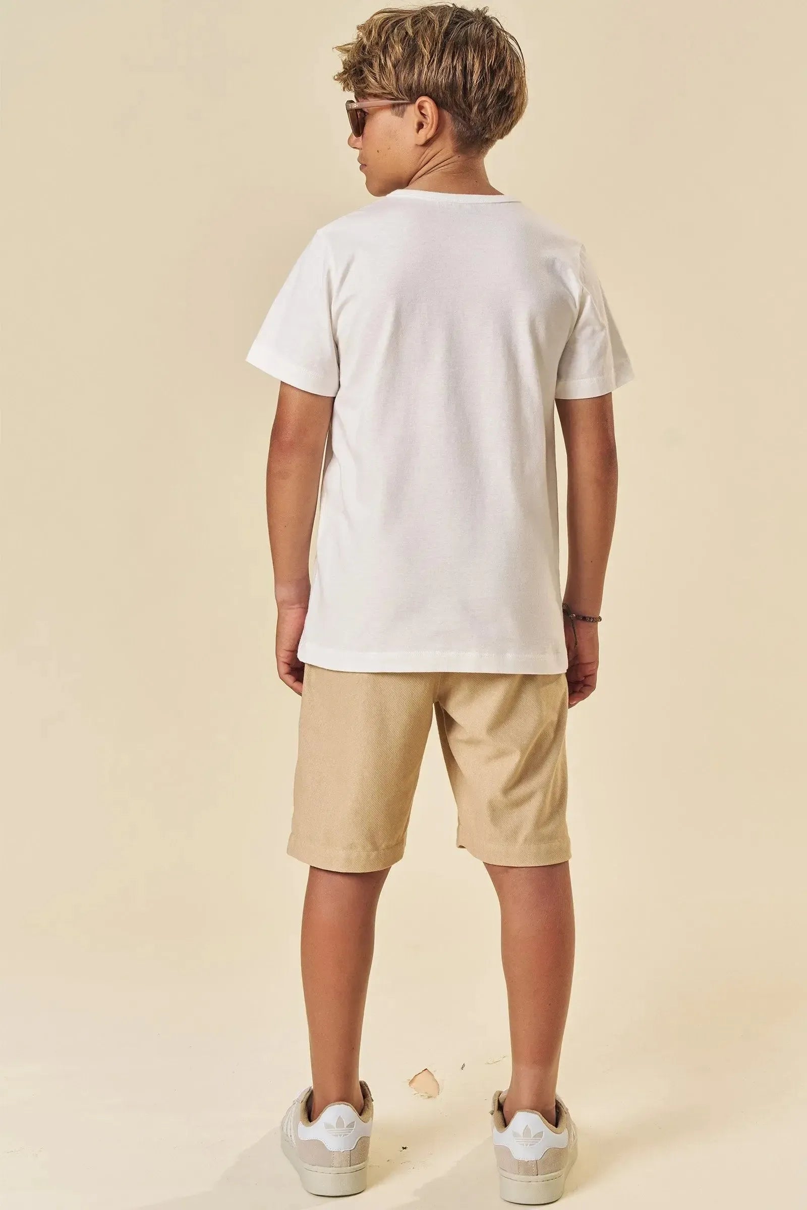 Conjunto de Camiseta em Meia Malha e Bermuda em Cotton Jeans com Elastano 84087 Johnny Fox Teen Menino