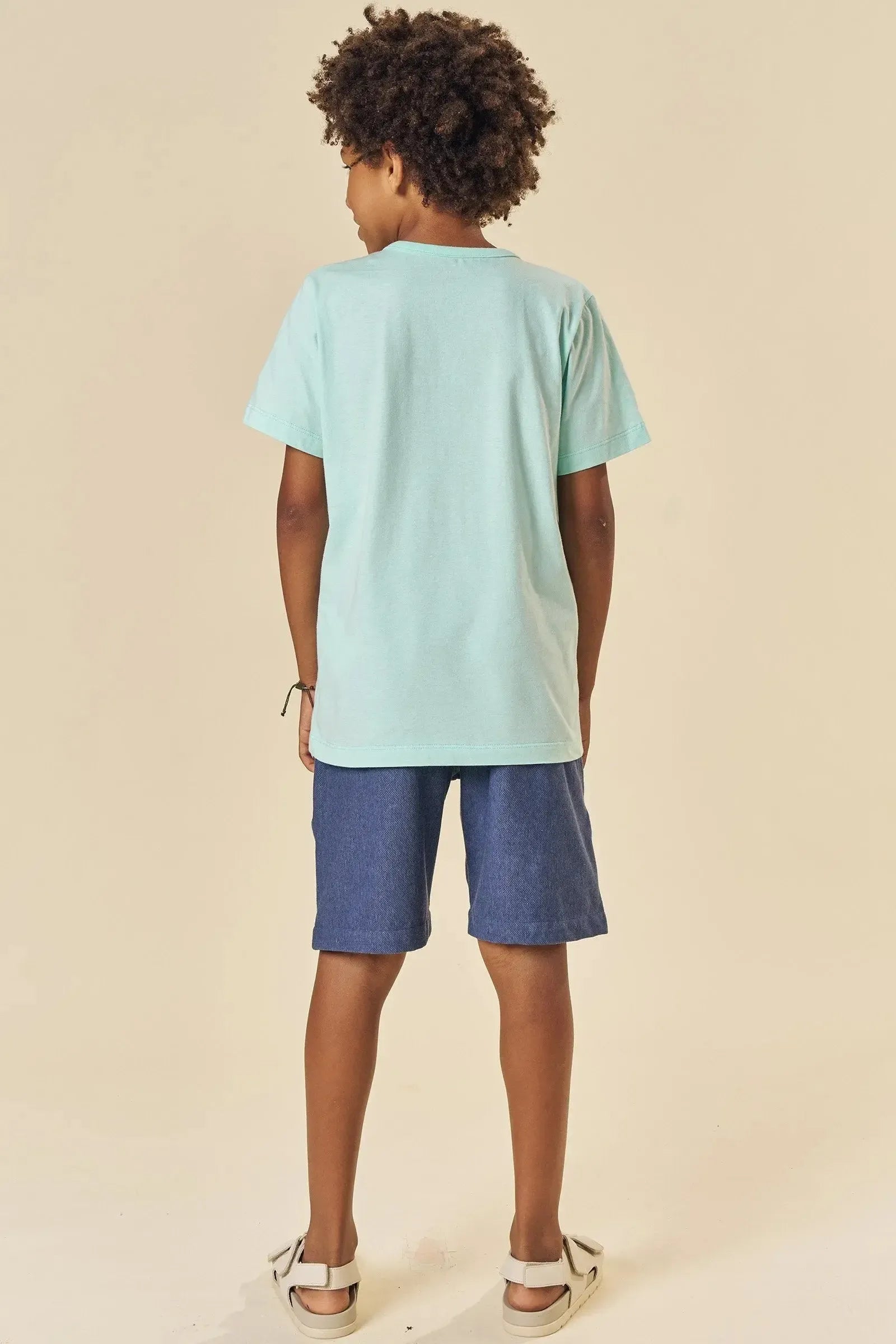 Conjunto de Camiseta em Meia Malha e Bermuda em Cotton Jeans com Elastano 84087 Johnny Fox Teen Menino