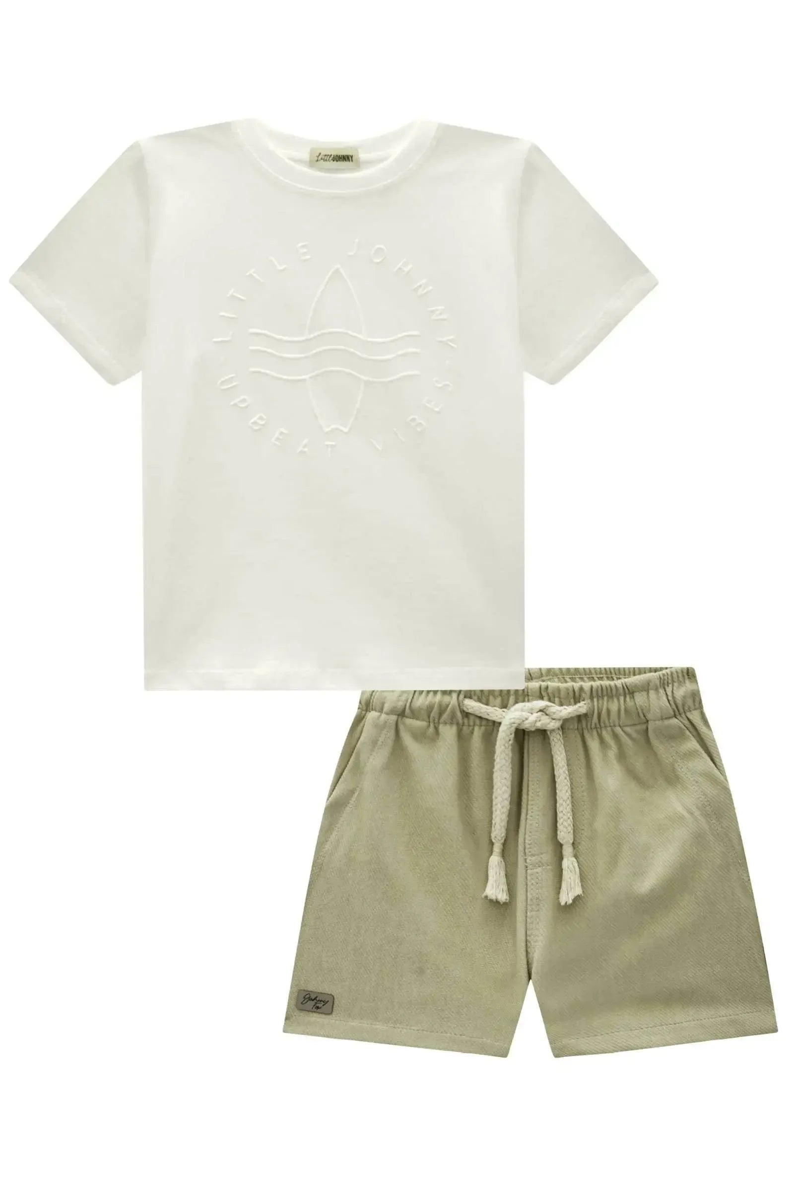 Conjunto de Camiseta em Meia Malha e Bermuda em Cotton Jeans com Elastano 86329 Johnny Fox Bebê Menino