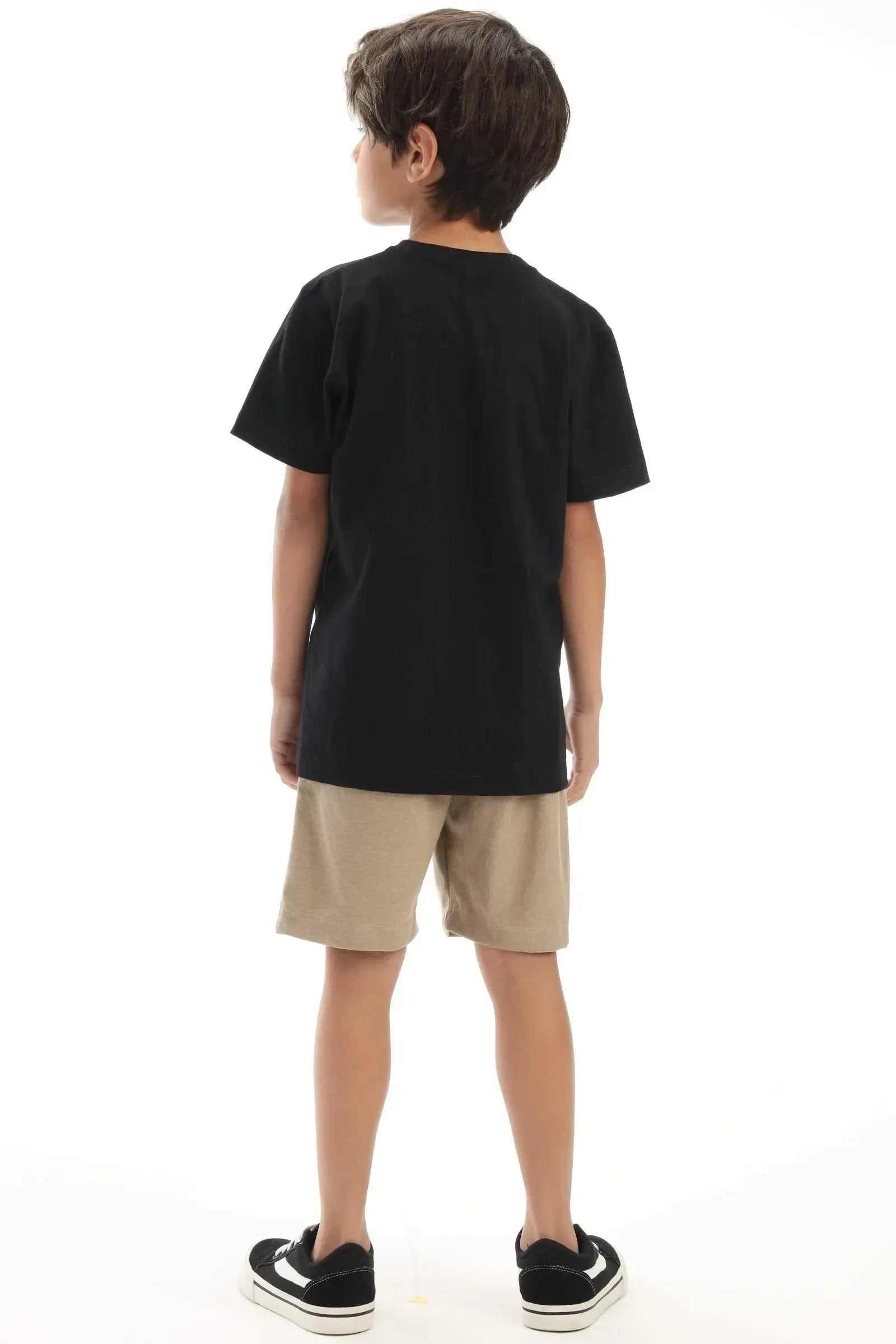 Conjunto de Camiseta em Meia Malha e Bermuda em Cotton Jeans com Elastano 92396 LucBoo Infantil Menino