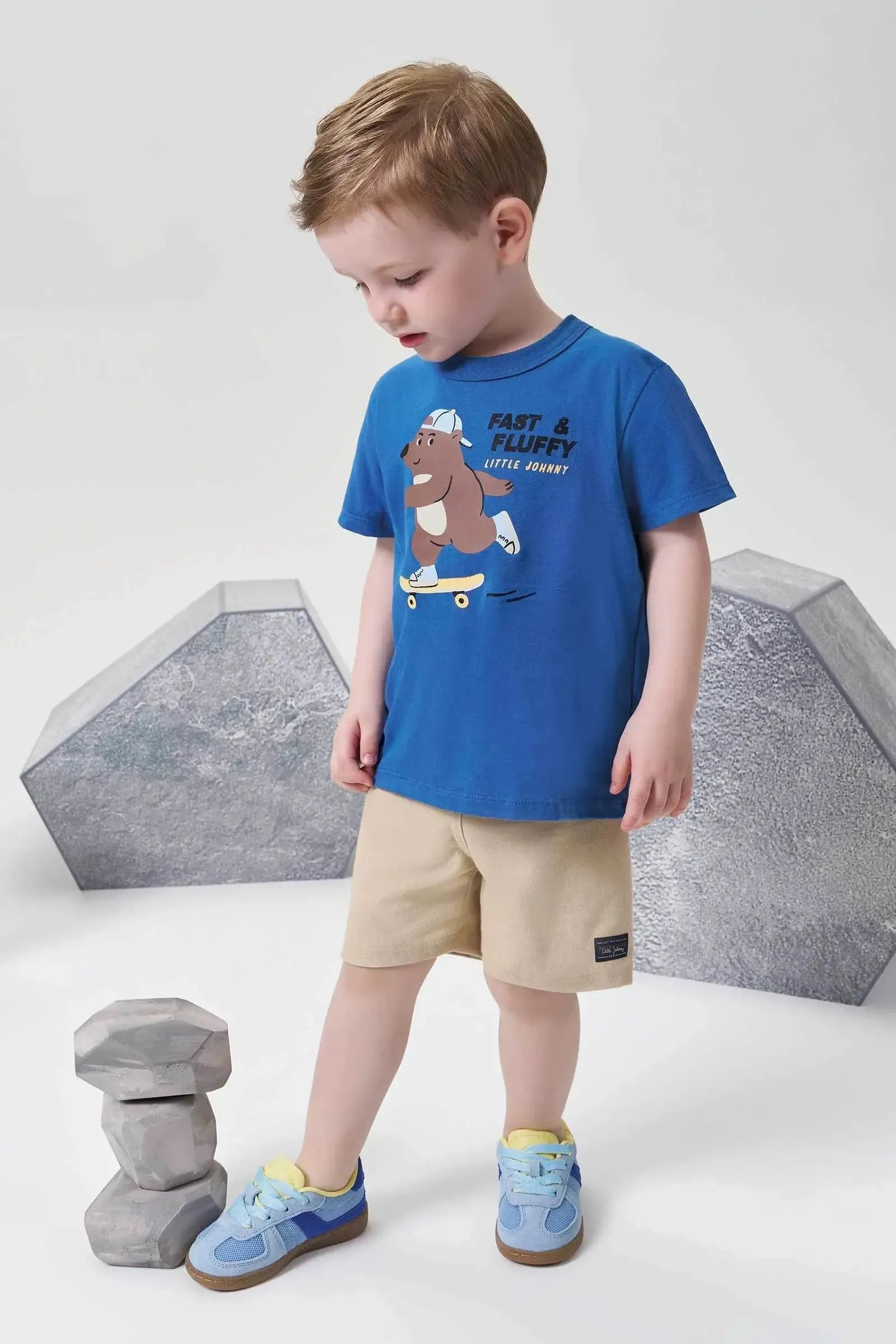 Conjunto de Camiseta em Meia Malha e Bermuda em Cotton Jeans com Elastano 95429 Johnny Fox Teen Menino