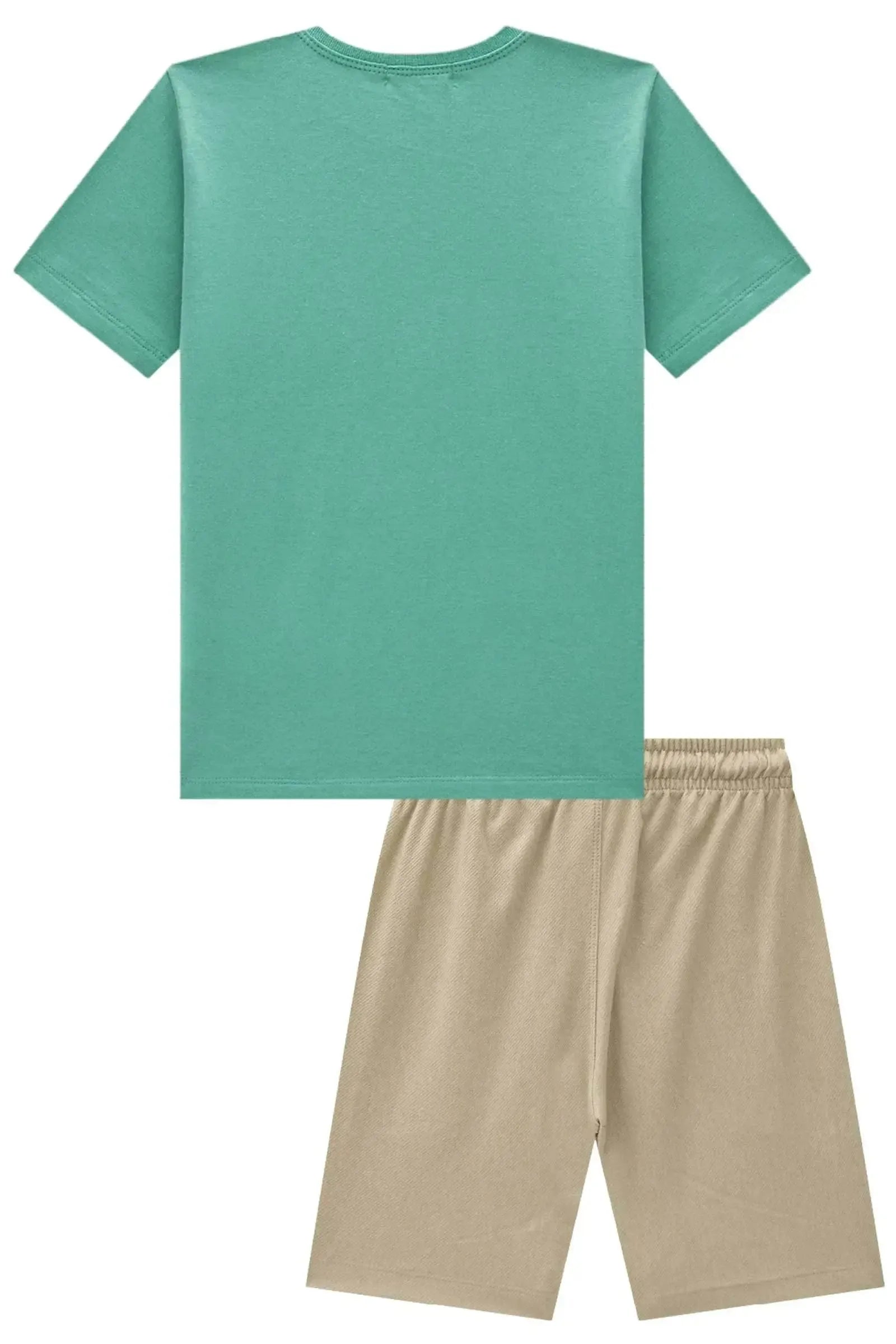 Conjunto de Camiseta em Meia Malha e Bermuda em Cotton Jeans com Elastano 96976 LucBoo Infantil Menino