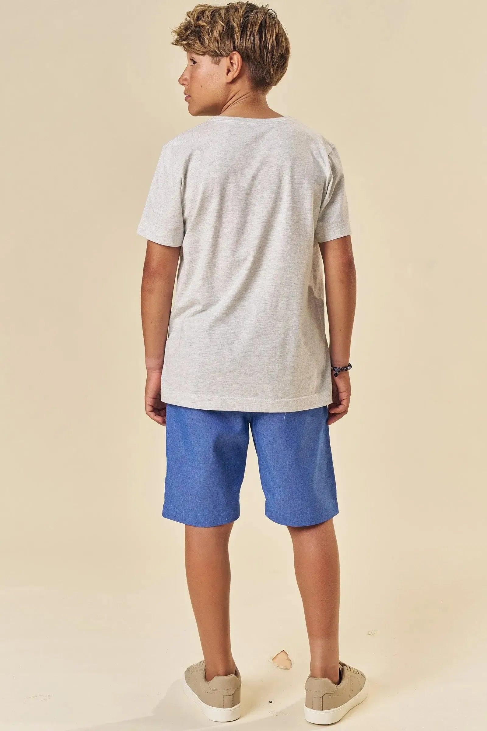 Conjunto de Camiseta em Meia Malha e Bermuda em Ecostretch 84064 Johnny Fox Teen Menino