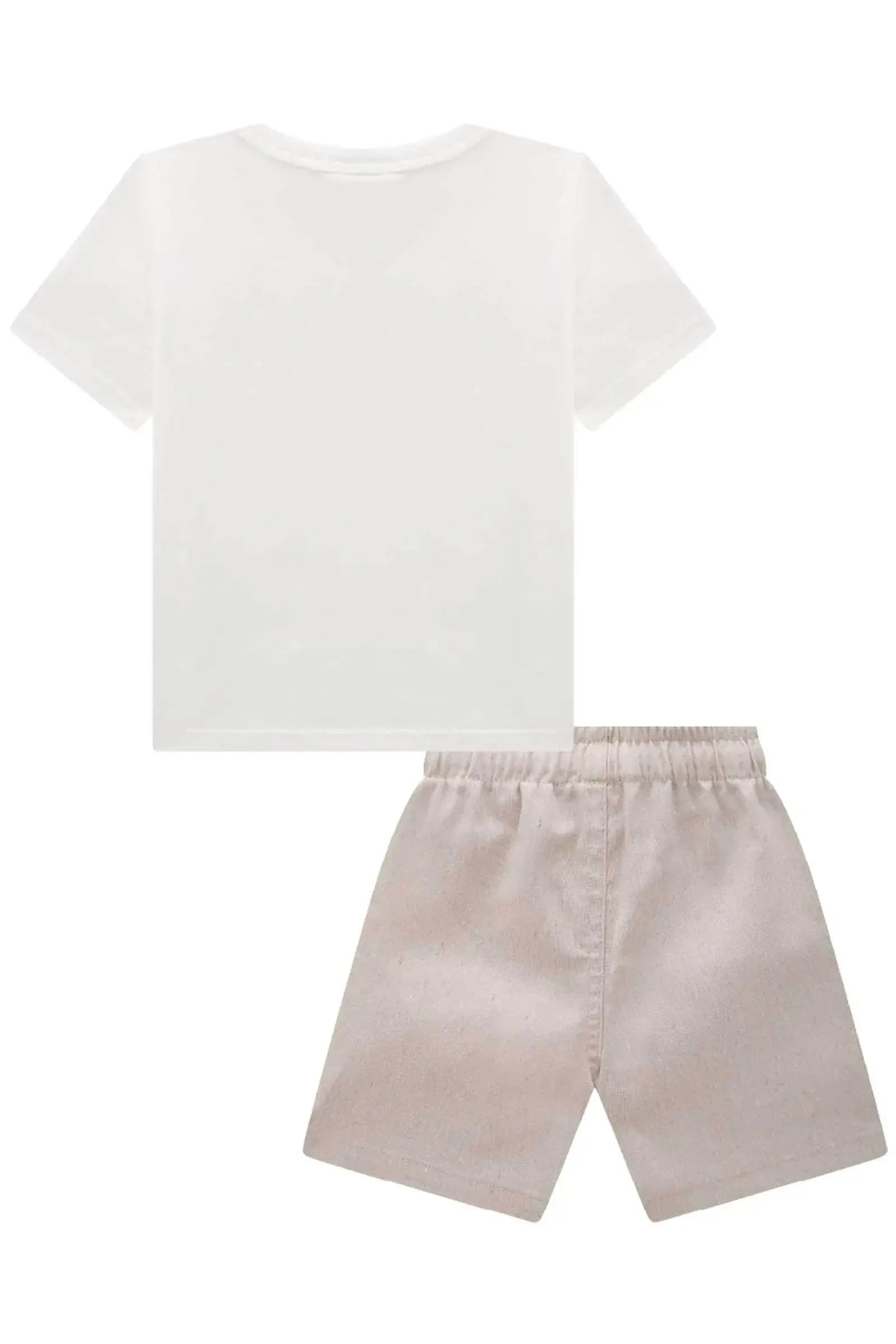 Conjunto de Camiseta em Meia Malha e Bermuda em Ecostretch 84653 Johnny Fox Bebê Menino