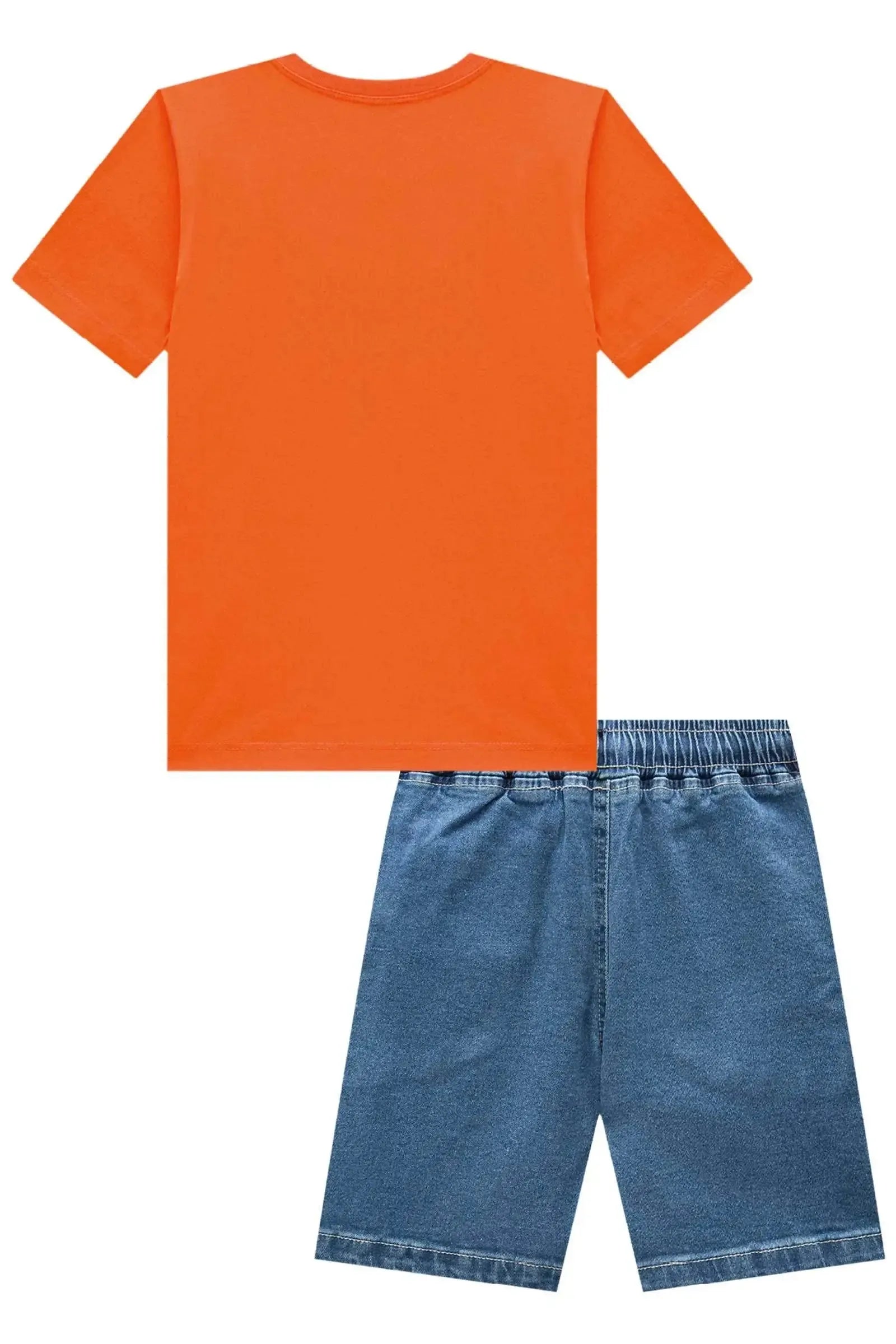 Conjunto de Camiseta em Meia Malha e Bermuda em Jeans Guga com Elastano 92412 LucBoo Infantil Menino
