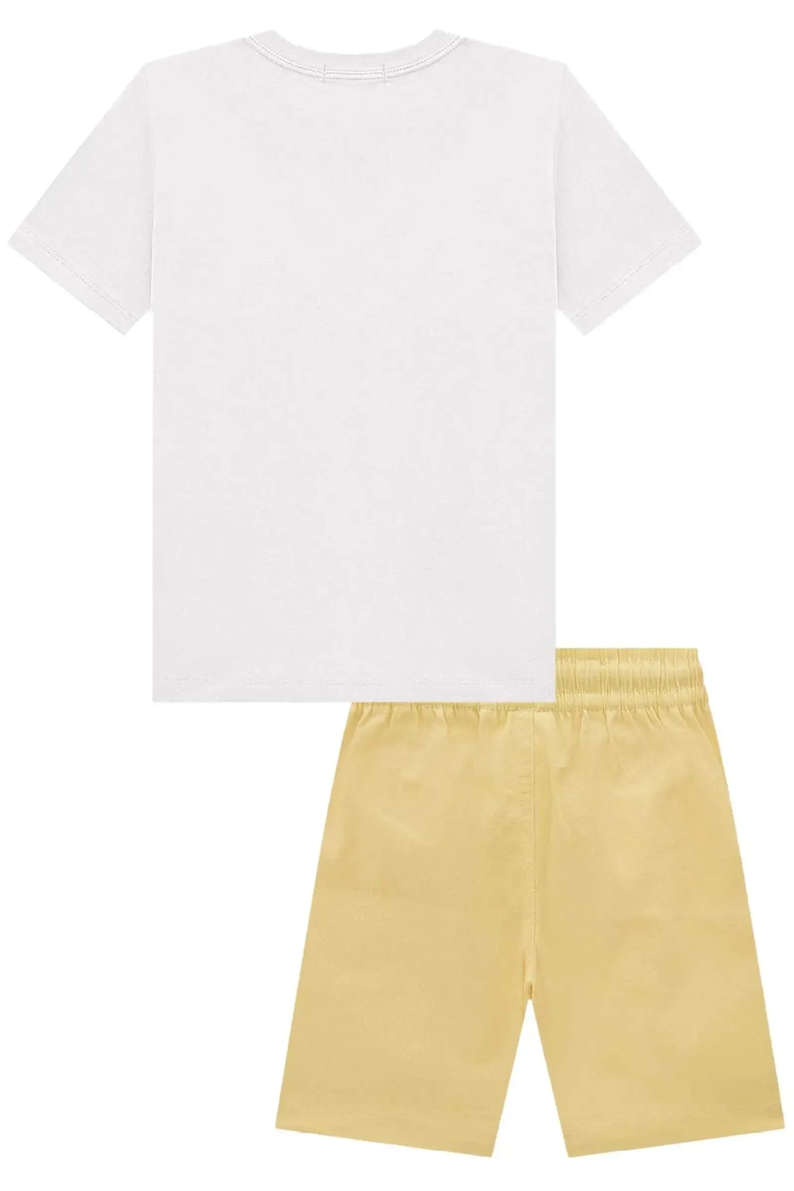 Conjunto de Camiseta em Meia Malha e Bermuda em Linho Santorine com Elastano 83154 LucBoo Infantil Menino