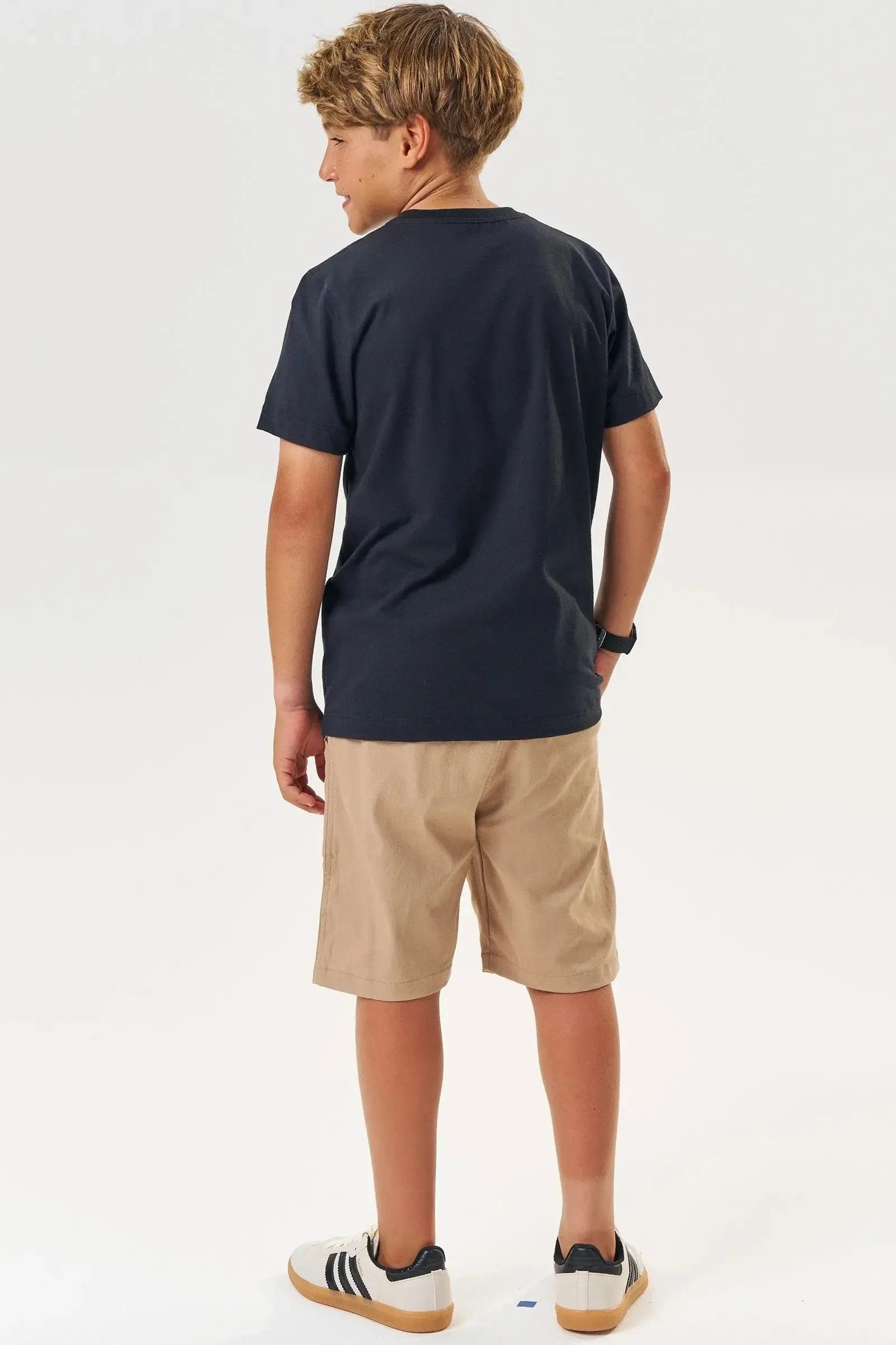 Conjunto de Camiseta em Meia Malha e Bermuda em Linho Santorine com Elastano 85065 Johnny Fox Teen Menino