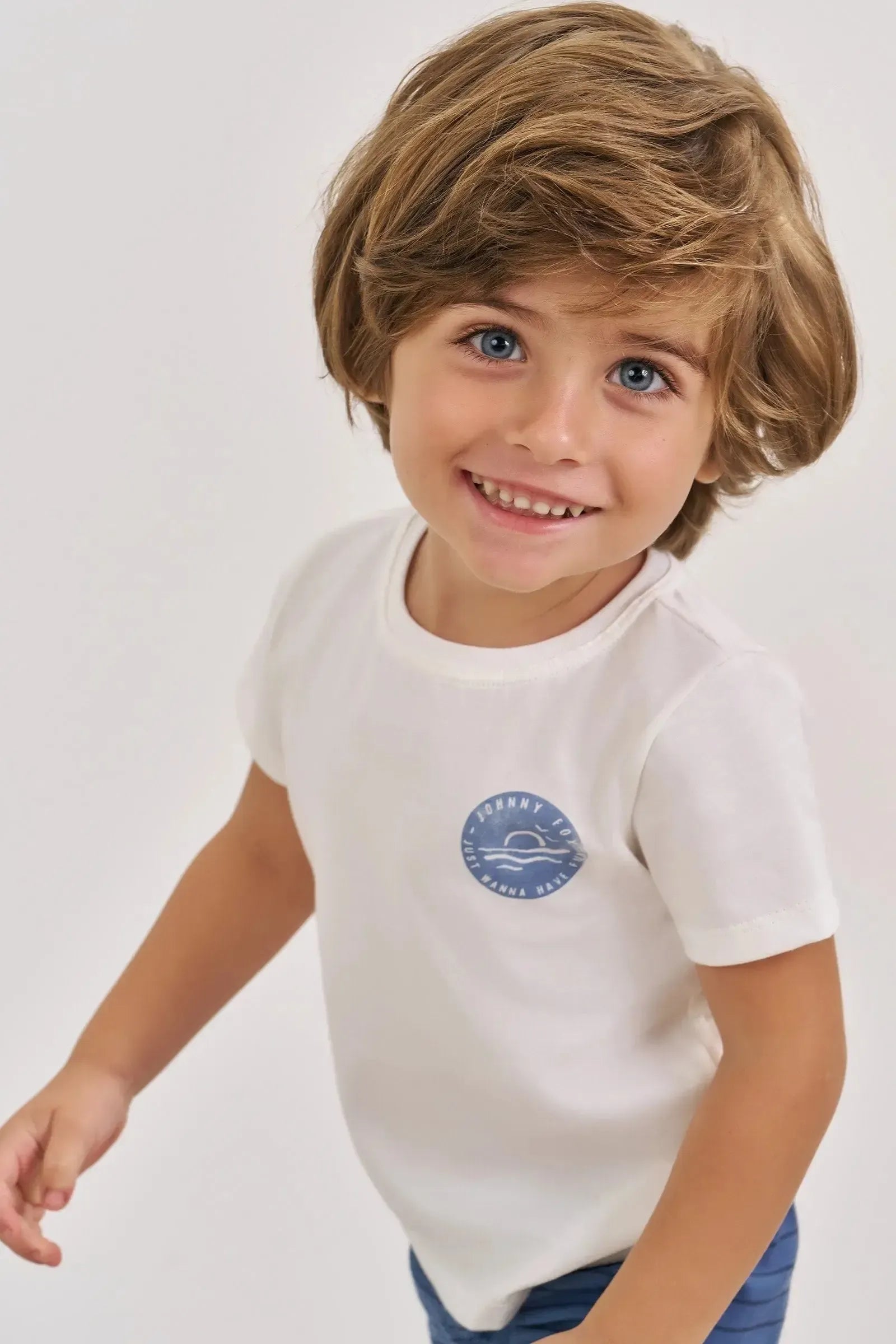 Conjunto de Camiseta em Meia Malha e Bermuda em Linho Santorine com Elastano 88784 Johnny Fox Bebê Menino