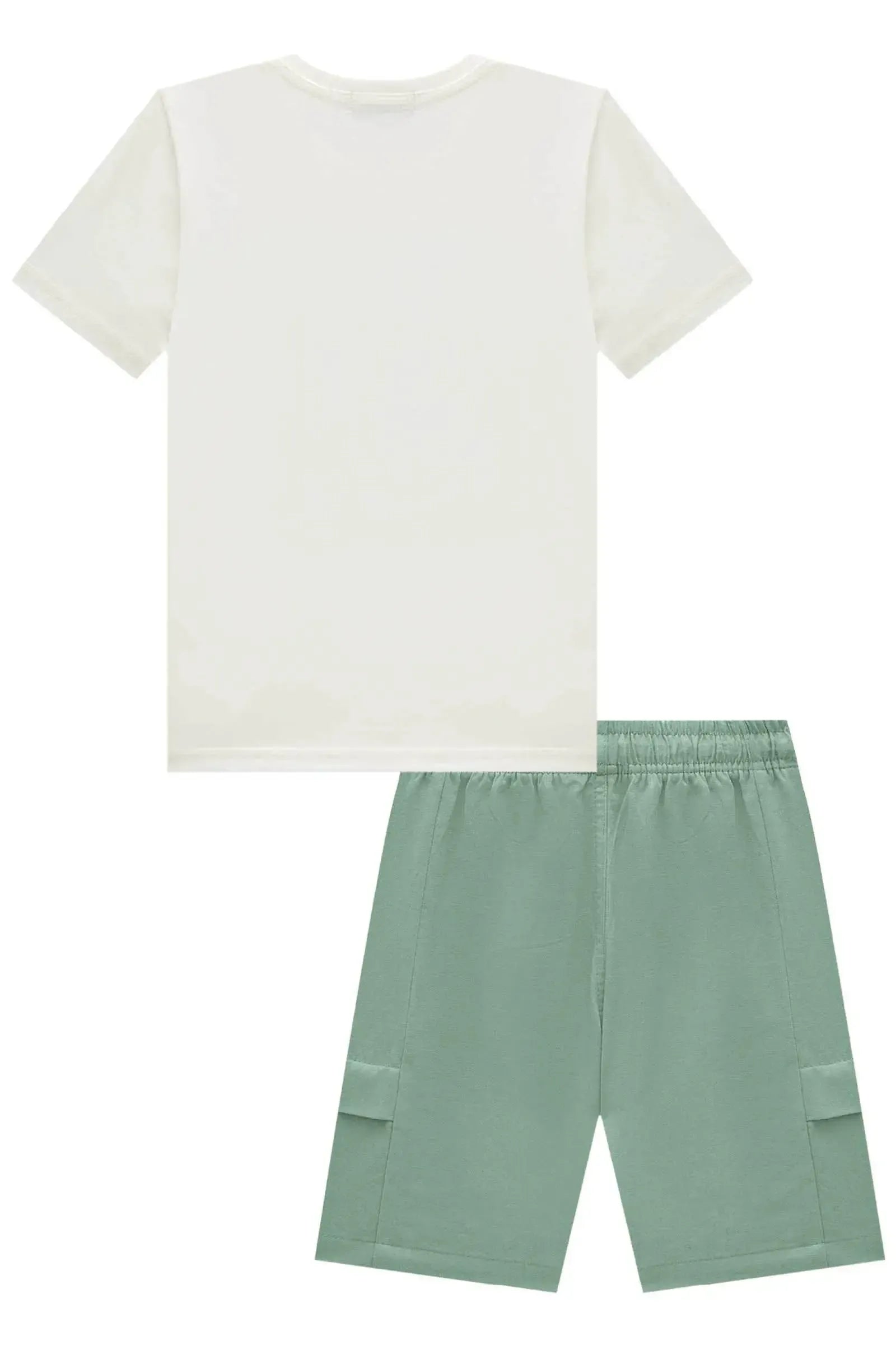 Conjunto de Camiseta em Meia Malha e Bermuda em Linho Santorine com Elastano 92400 LucBoo Infantil Menino
