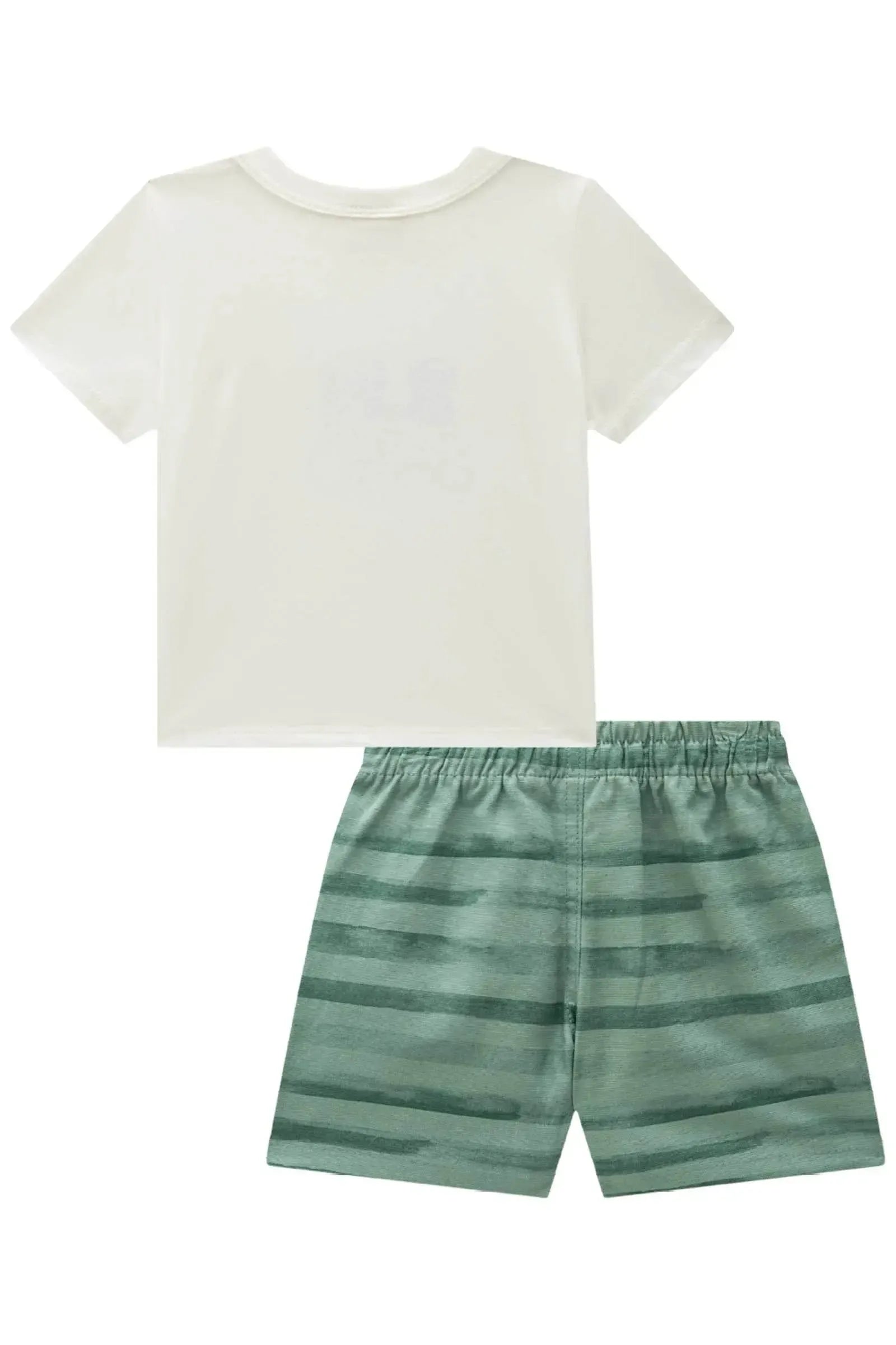 Conjunto de Camiseta em Meia Malha e Bermuda em Linho Santorine com Elastano 92885 LucBoo Bebê Menino