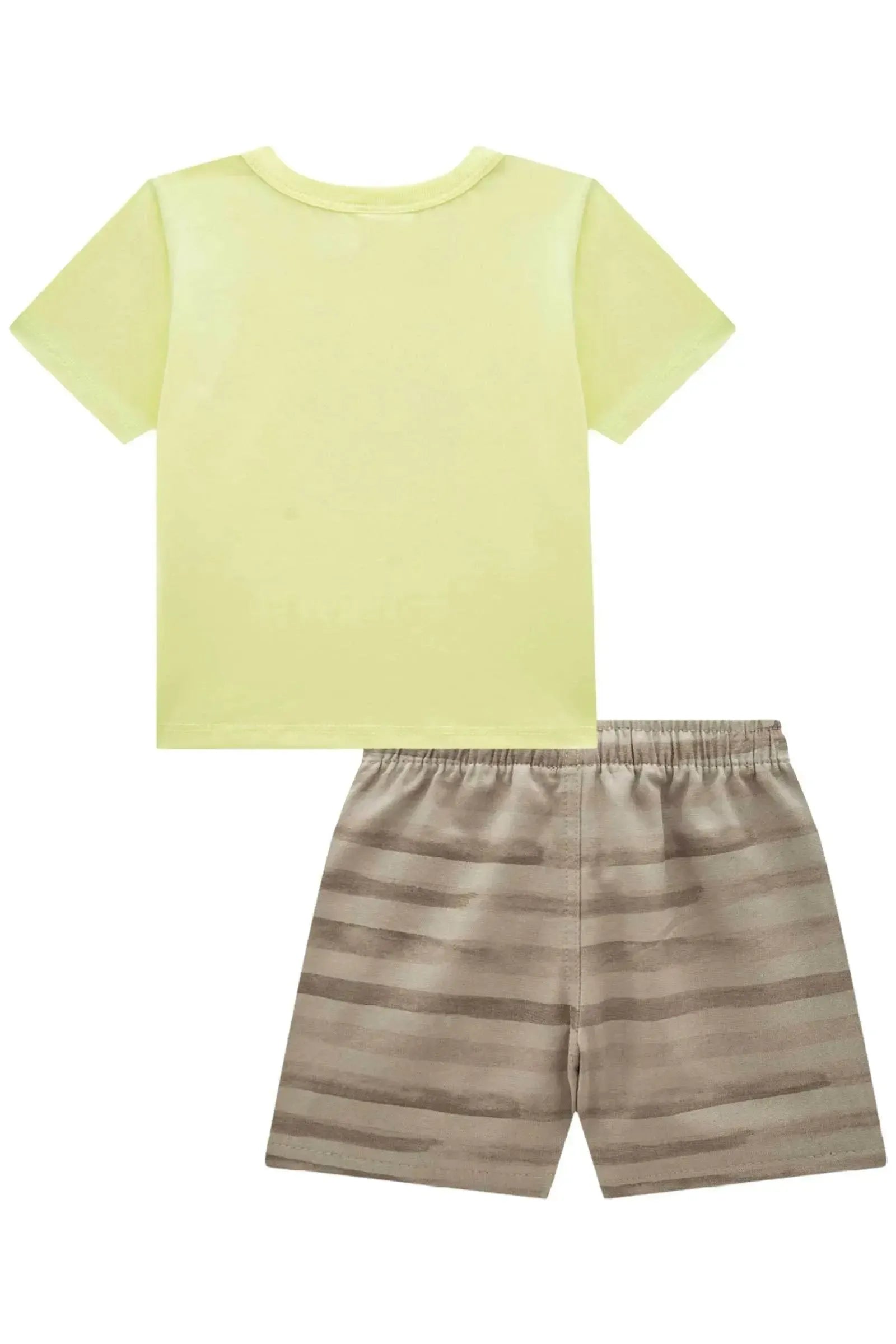 Conjunto de Camiseta em Meia Malha e Bermuda em Linho Santorine com Elastano 92888 LucBoo Bebê Menino