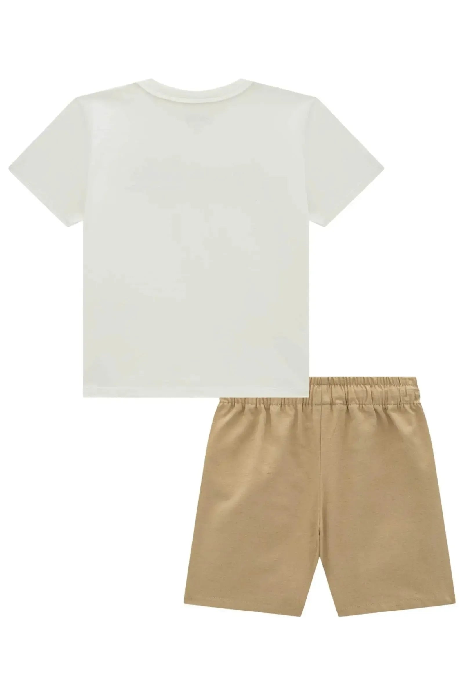 Conjunto de Camiseta em Meia Malha e Bermuda em Linho Santorine com Elastano 95430 Johnny Fox Teen Menino