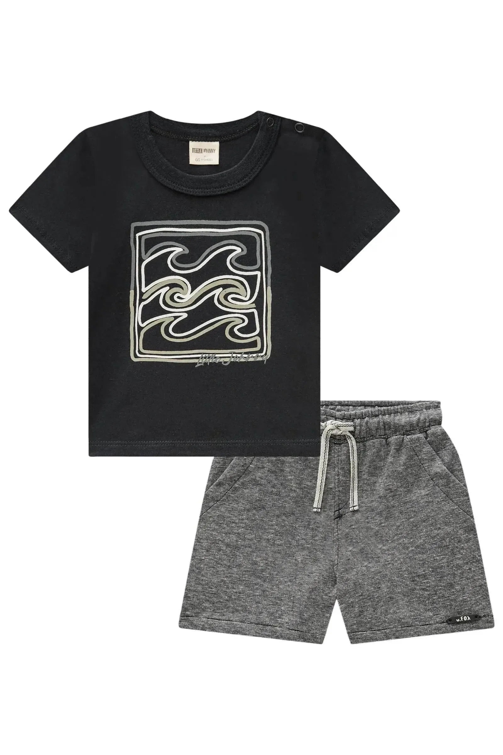 Conjunto de Camiseta em Meia Malha e Bermuda em Malha Active 84658 Johnny Fox Bebê Menino