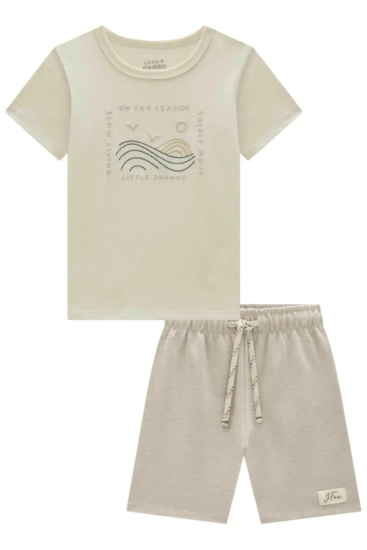 Conjunto de Camiseta em Meia Malha e Bermuda em Malha Afaiataria com Elastano 99030 Johnny Fox Teen Menino