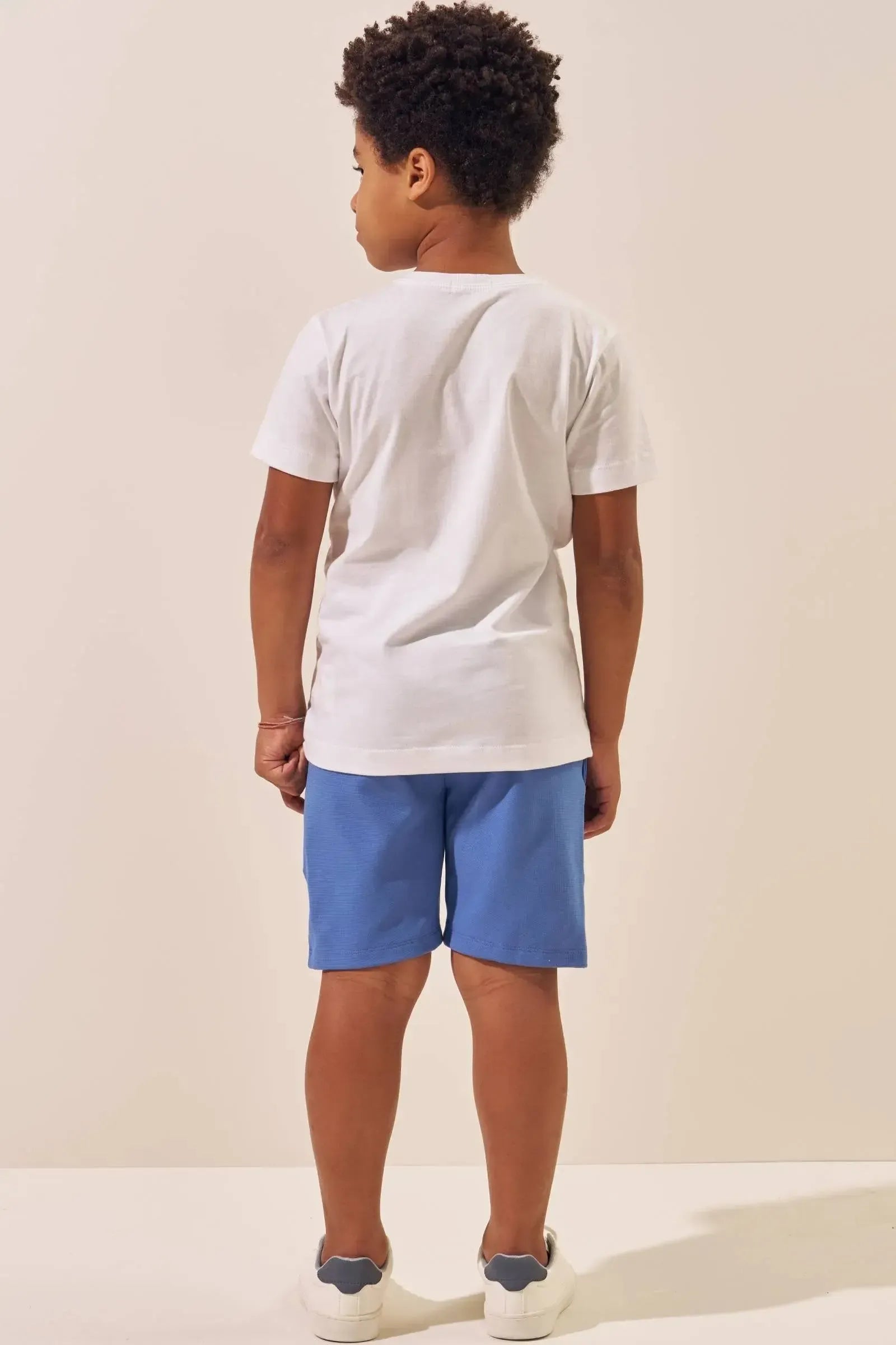 Conjunto de Camiseta em Meia Malha e Bermuda em Malha Alfaiataria 96925 LucBoo Infantil Menino