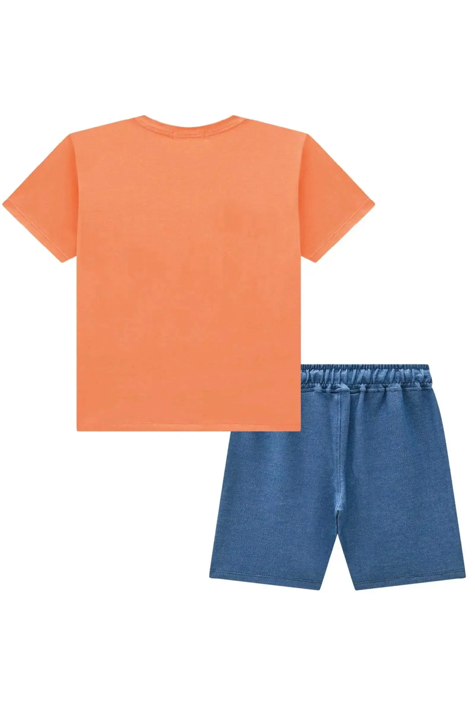 Conjunto de Camiseta em Meia Malha e Bermuda em Malha Denim com Elastano 97180 LucBoo Infantil Menino