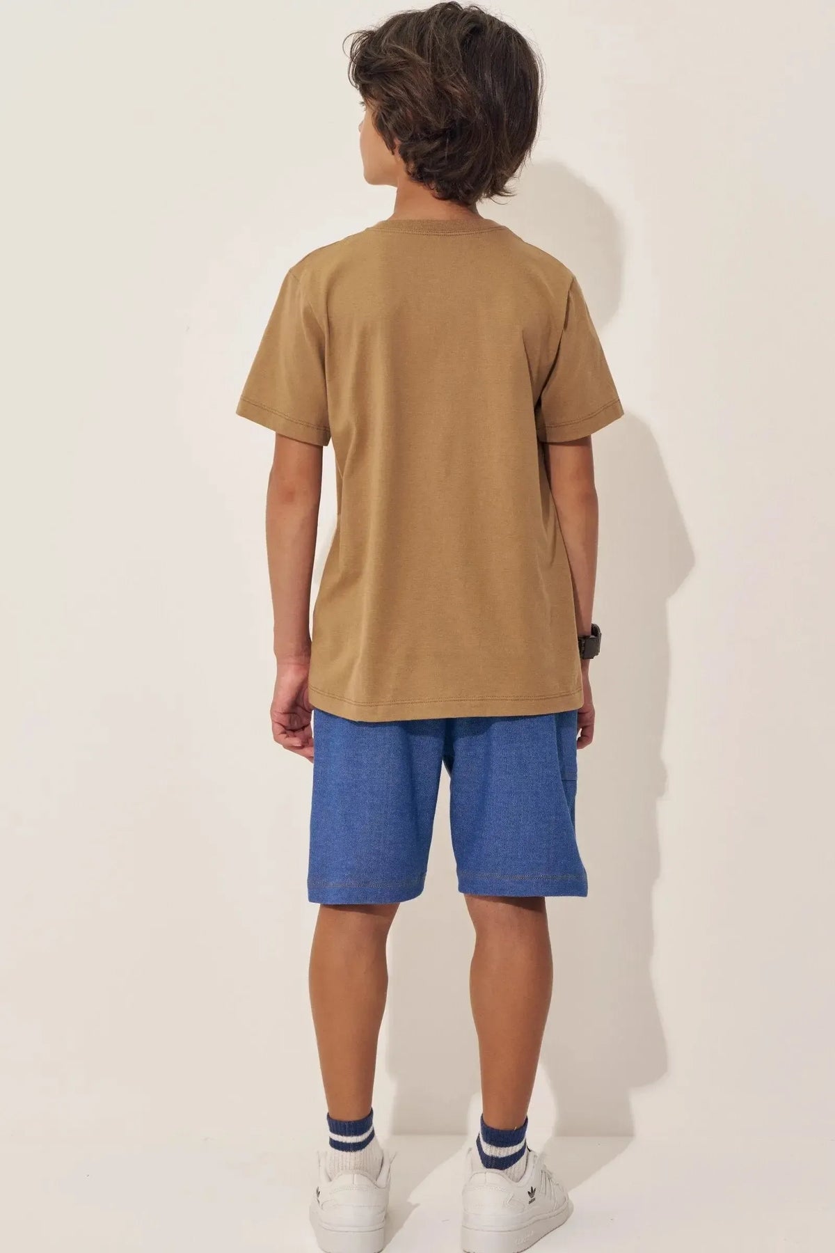 Conjunto de Camiseta em Meia Malha e Bermuda em Malha Denim com Elastano 98002 Johnny Fox Teen Menino